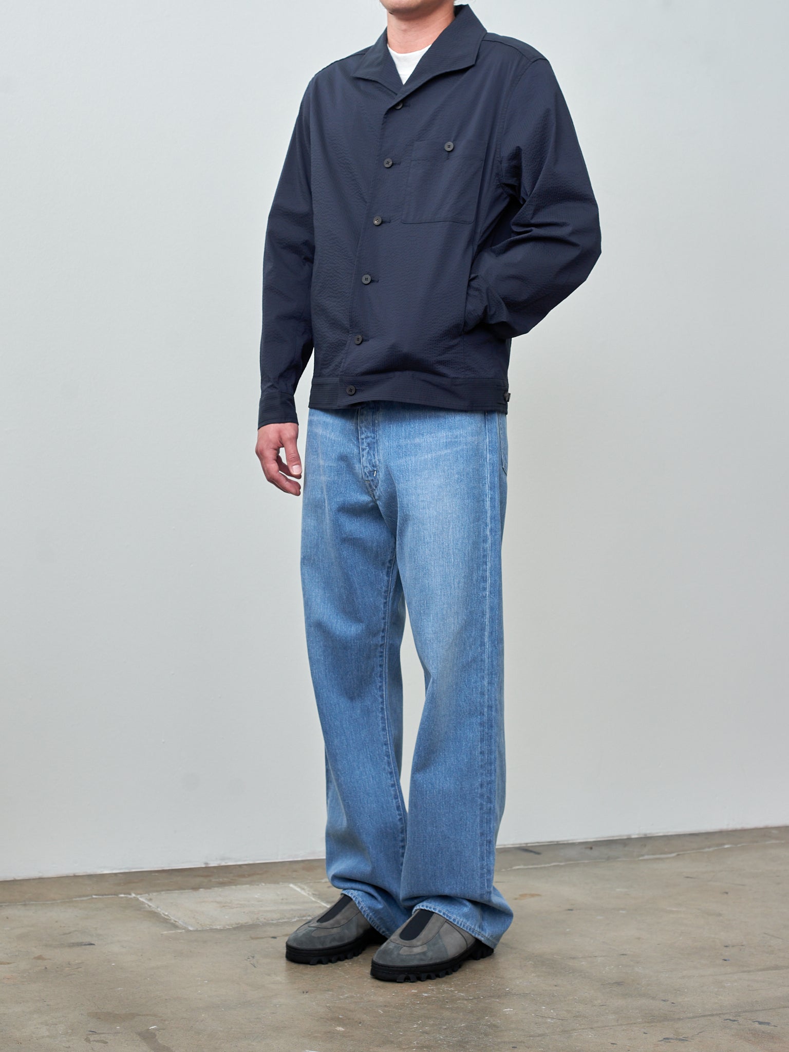 Namu Shop - Document Seersucker Easy Jacket - Dark Navy