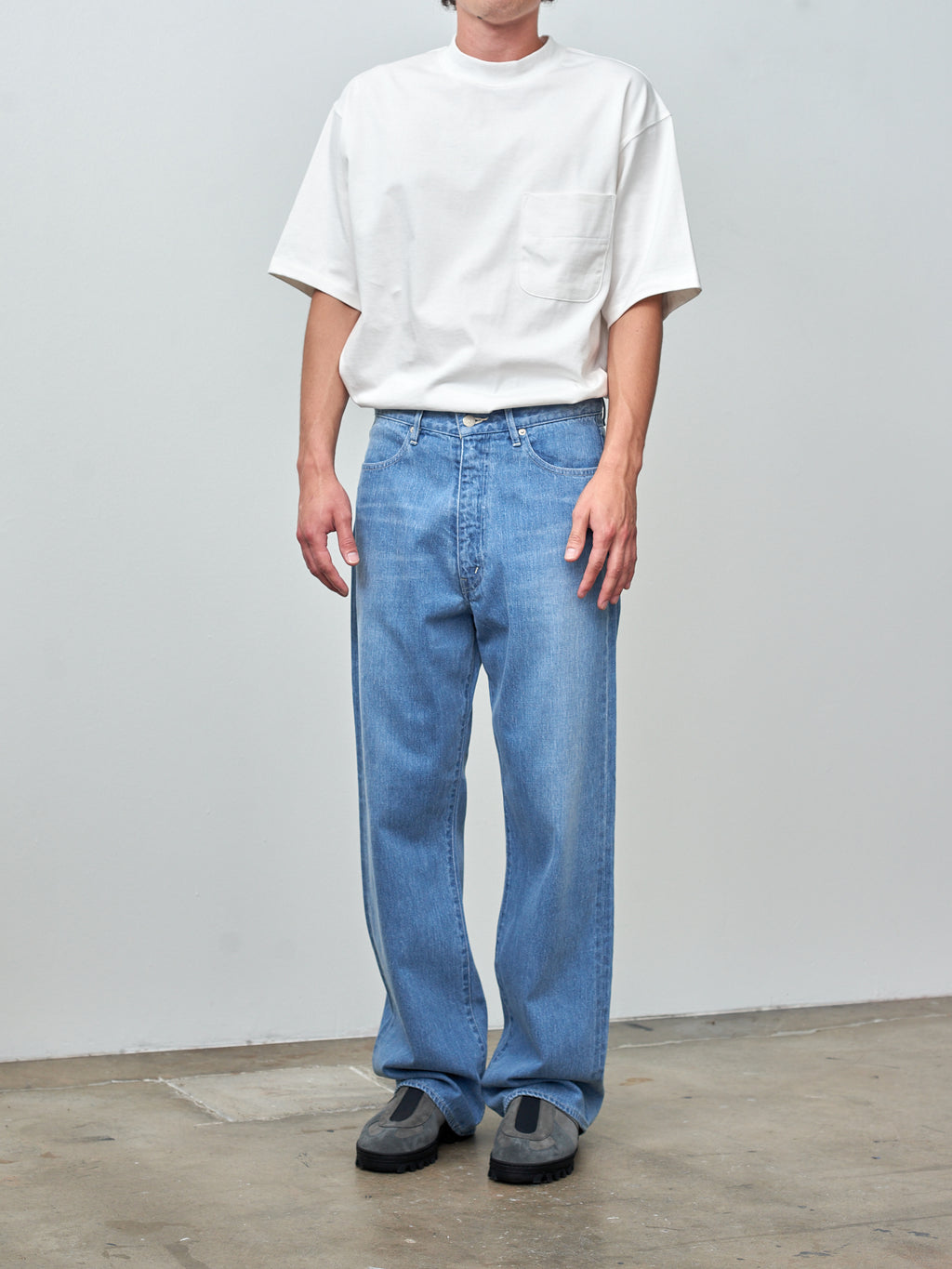 Namu Shop - Auralee Selvedge Faded Light Denim Pants - Light Indigo
