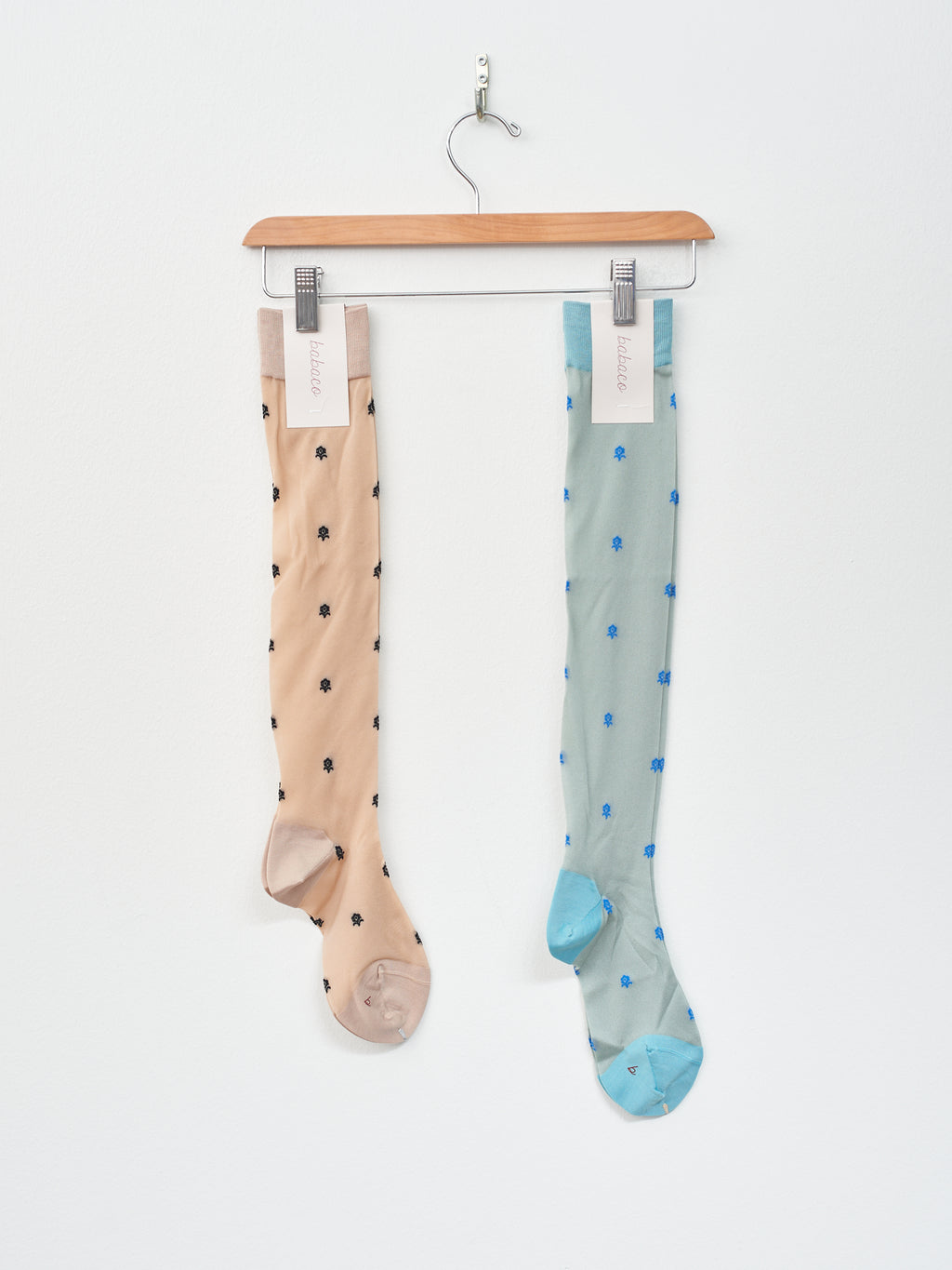 Namu Shop - Babaco Small Flower Stocking - Beige, Mint Blue