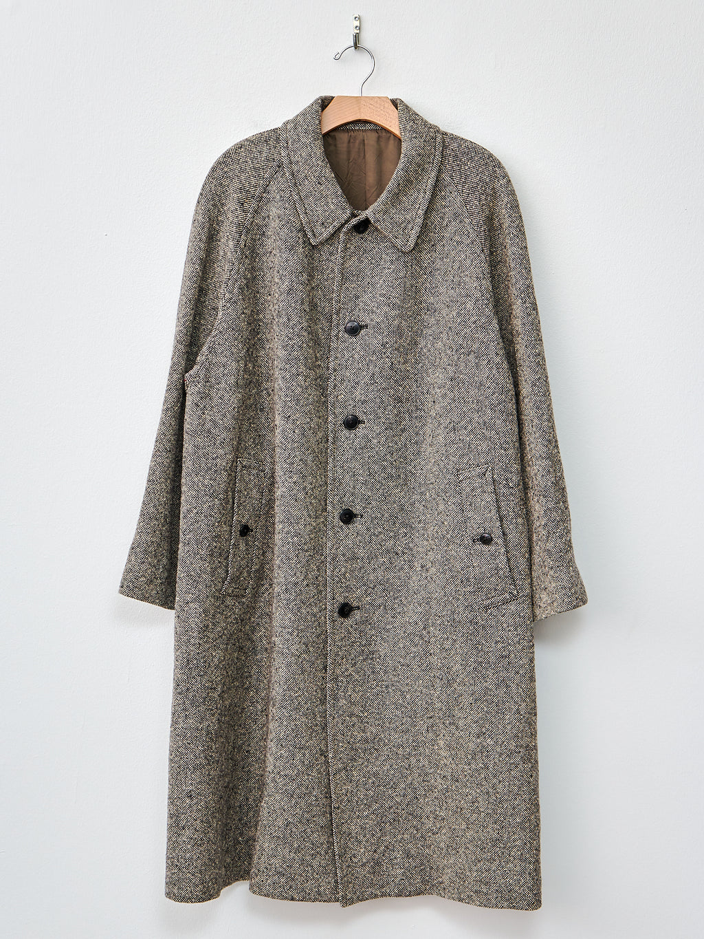 Namu Shop - Kaptain Sunshine Umbrella Coat - Black Nep Donegal Tweed
