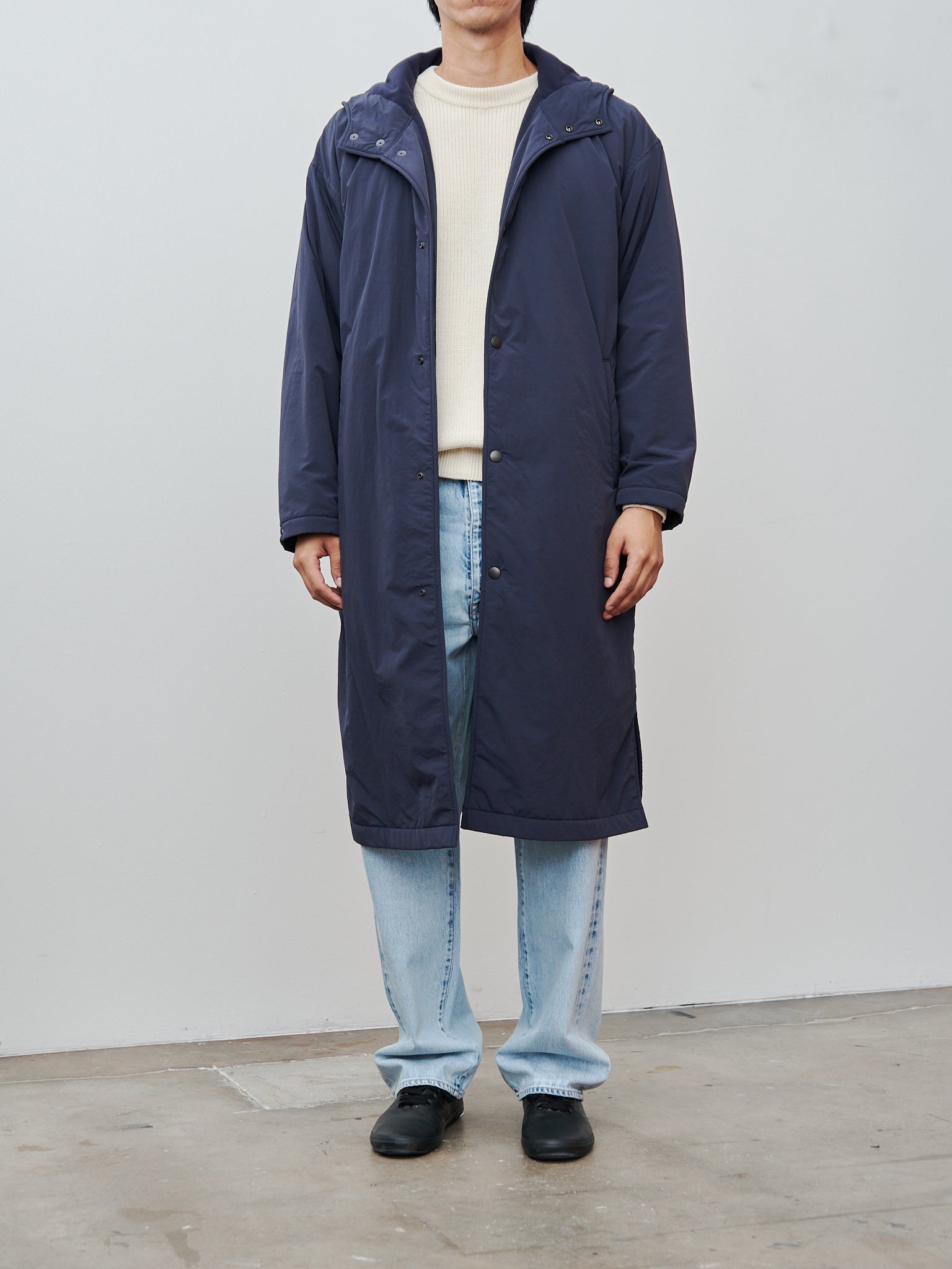 Namu Shop - Y Recycle Nylon Taffeta/Recycle Polyester Fleece Coat - Navy
