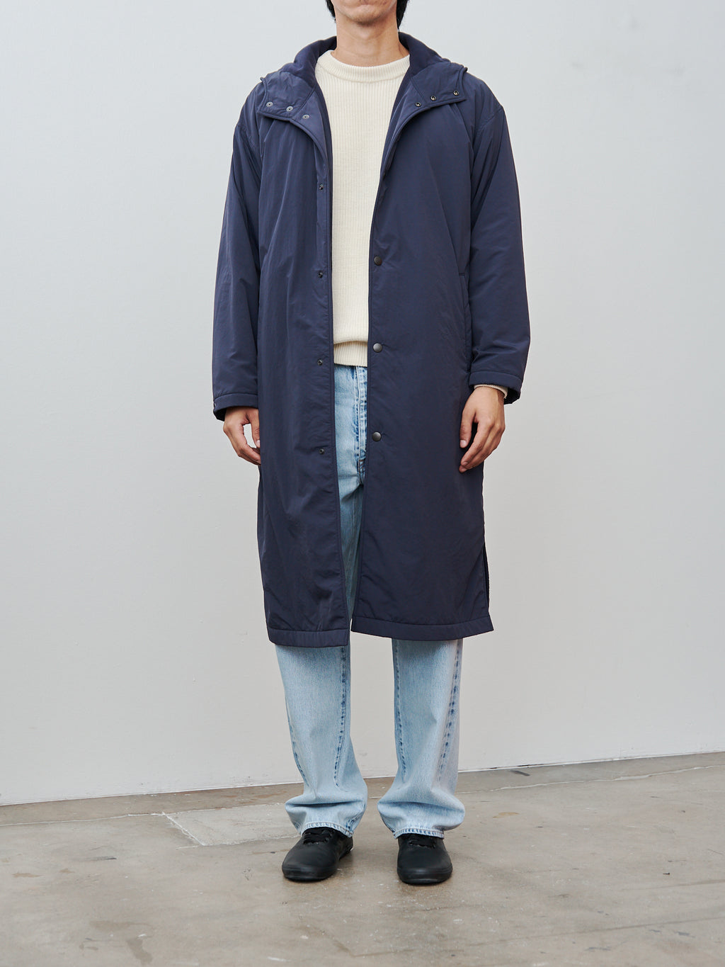 Namu Shop - Y Recycle Nylon Taffeta/Recycle Polyester Fleece Coat - Navy