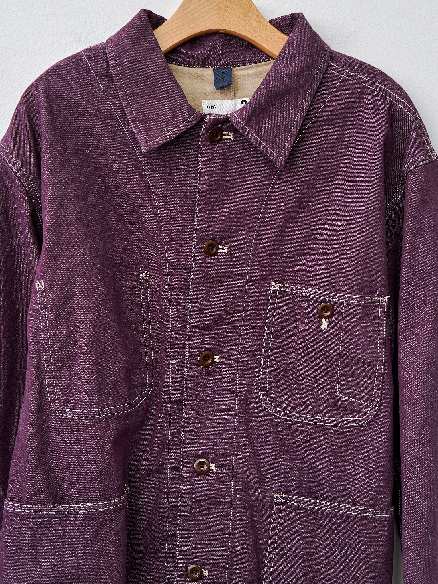Namu Shop - ts(s) Bio Wash Color Denim Coverall Jacket - Purple