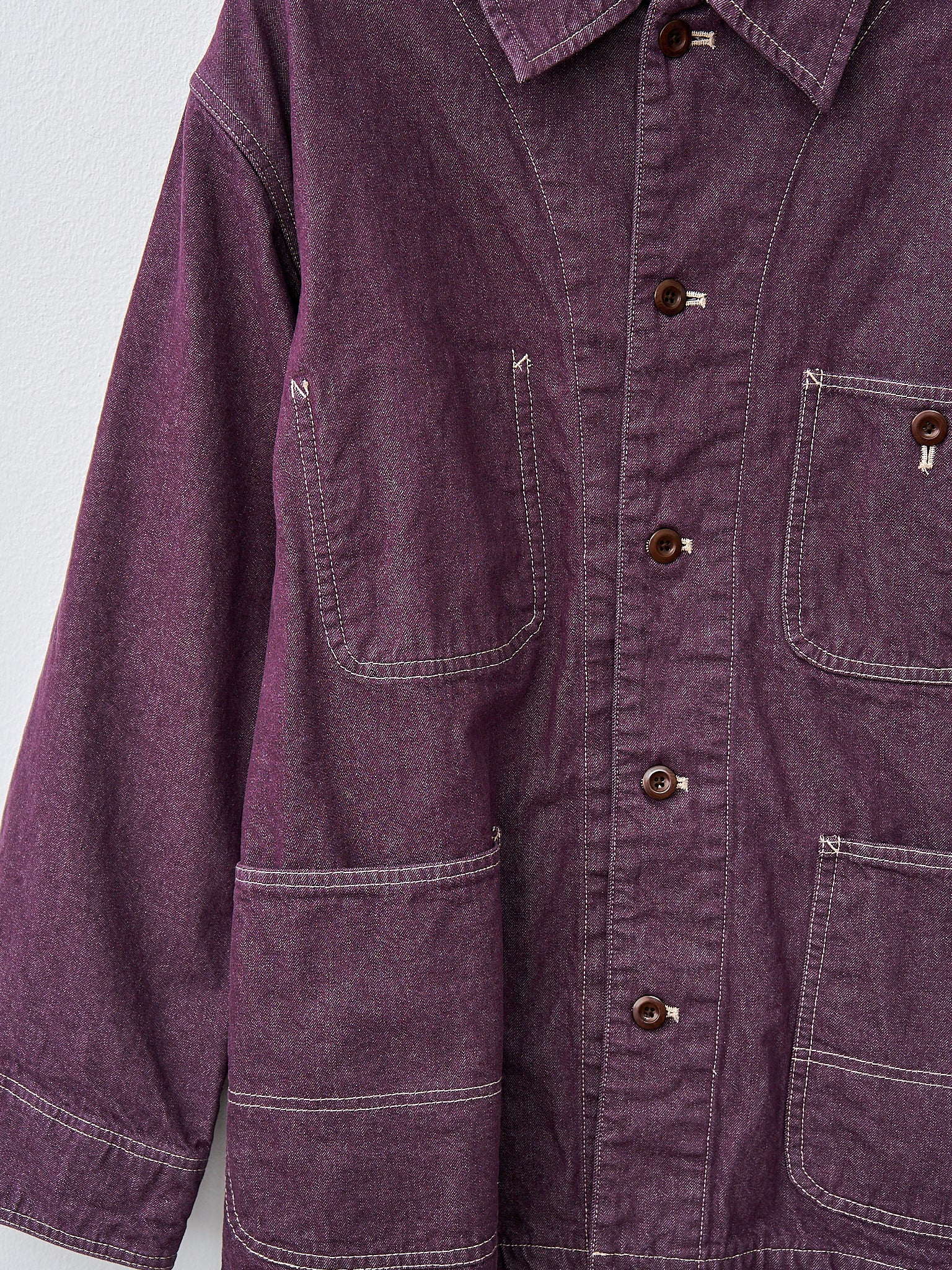 Namu Shop - ts(s) Bio Wash Color Denim Coverall Jacket - Purple