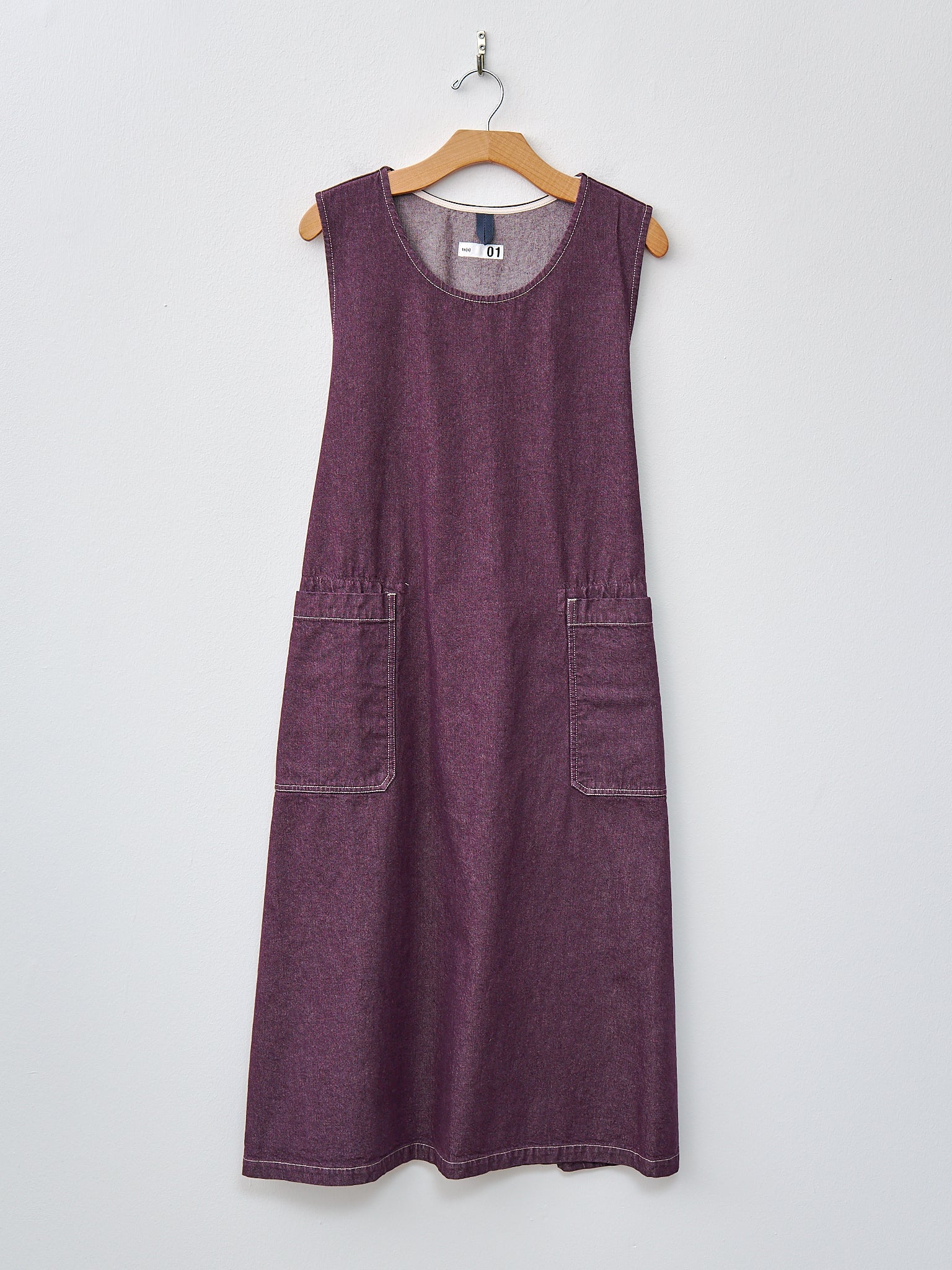 Bio Wash Color Denim Foldable Apron Dress - Purple Bio Wash Color Denim Foldable Apron Dress - Purple