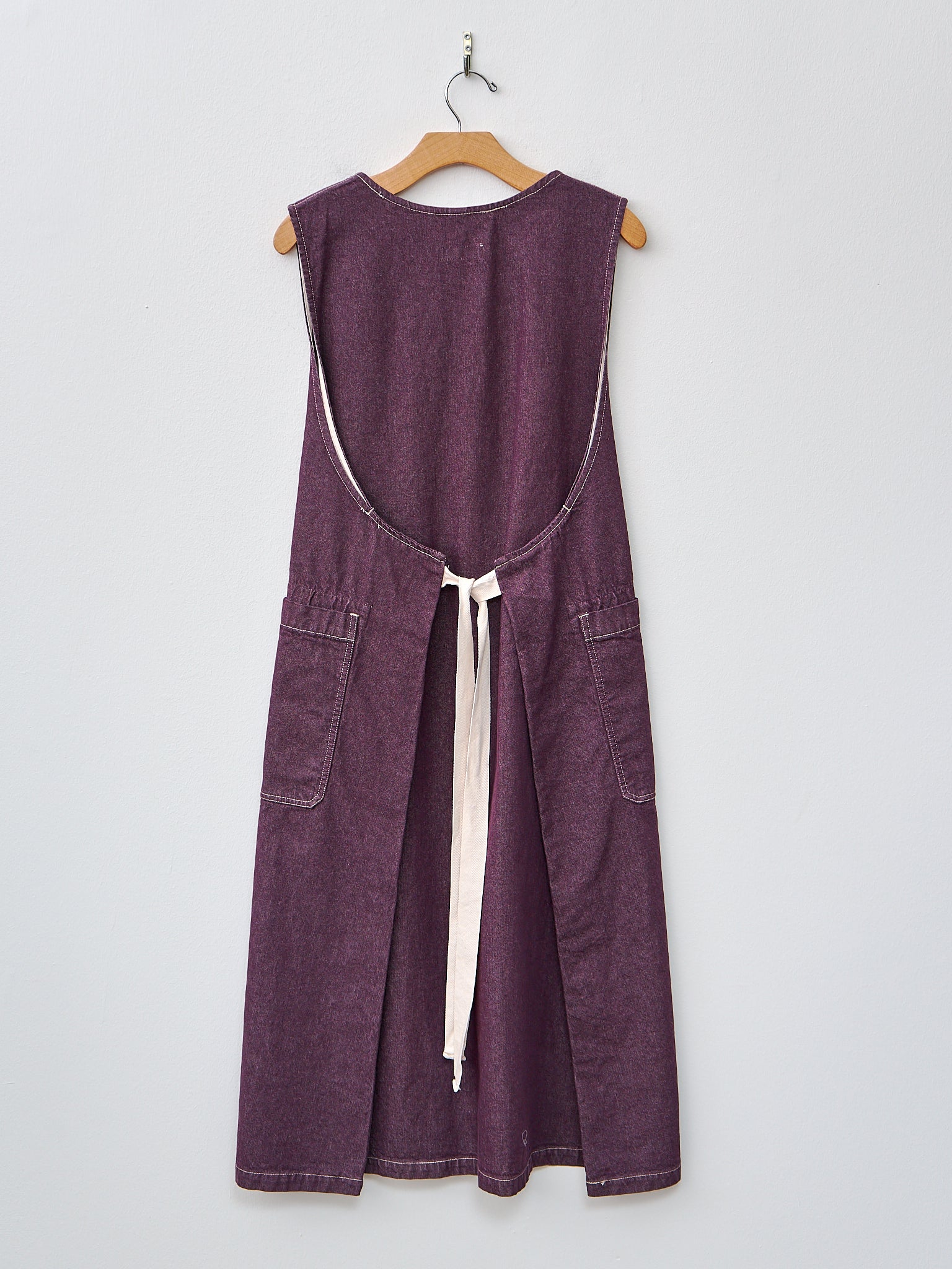 Bio Wash Color Denim Foldable Apron Dress - Purple Bio Wash Color Denim Foldable Apron Dress - Purple