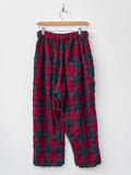 Women Elastic Waist Tie-Up Plaid Pants Wide Leg Bowknot Side