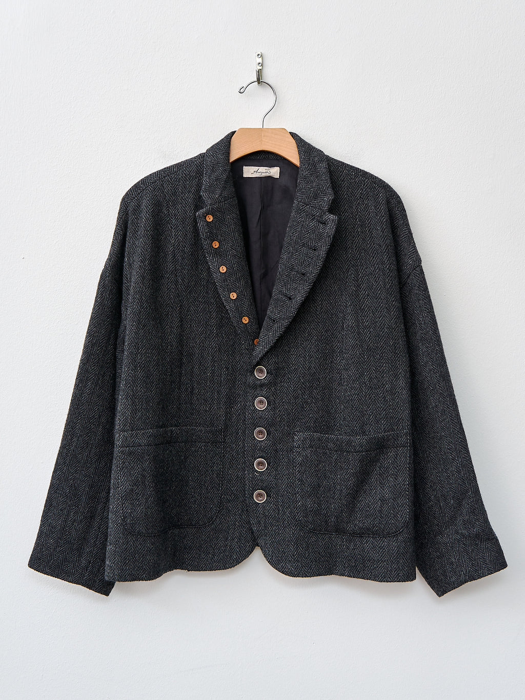 Namu Shop - Ichi Antiquites Wool Herringbone Jacket - Black