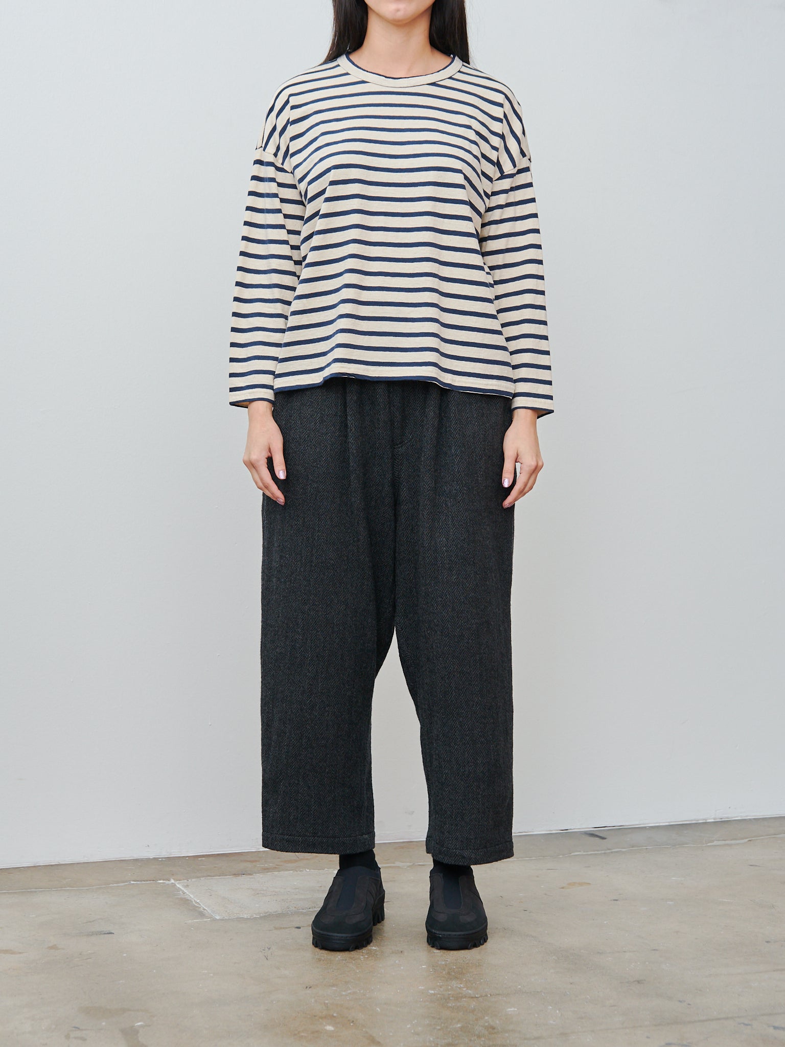 Namu Shop - Ichi Antiquites Wool Herringbone Pants - Black