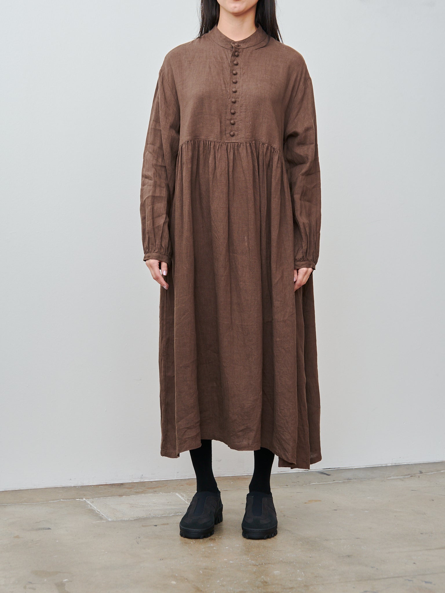 Namu Shop - Ichi Antiquites French Linen Dress - Brown
