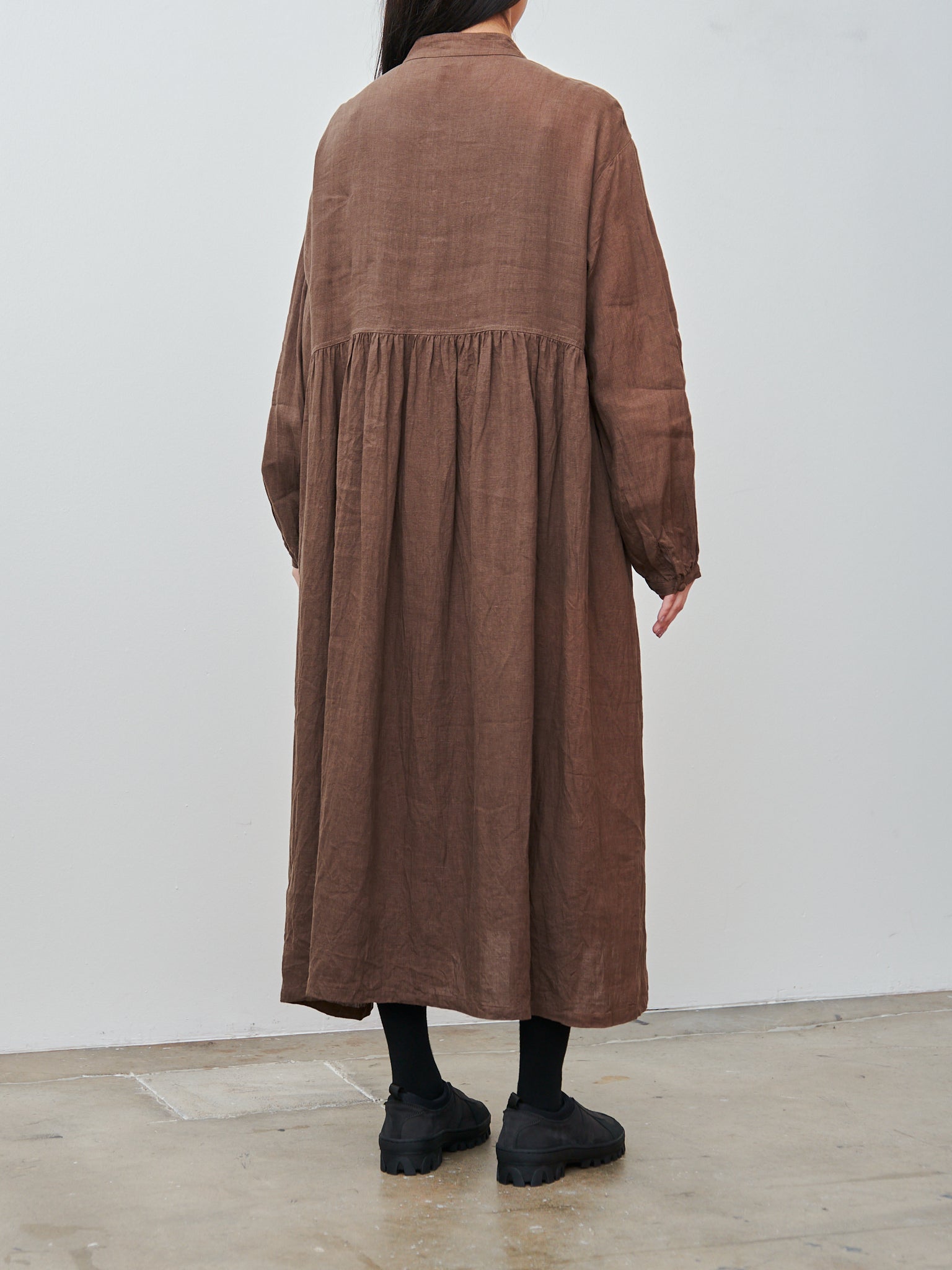 Namu Shop - Ichi Antiquites French Linen Dress - Brown