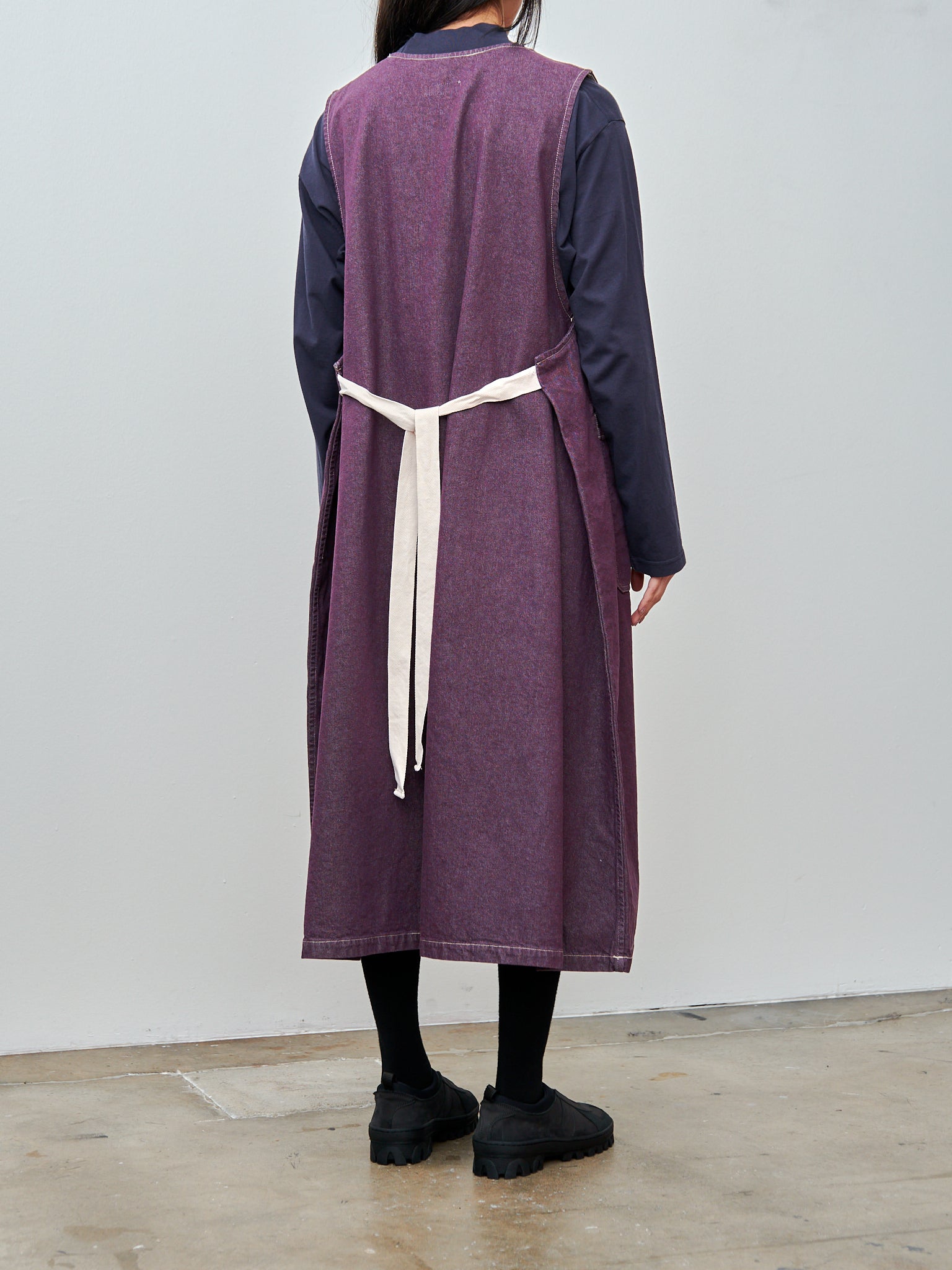 Bio Wash Color Denim Foldable Apron Dress - Purple Bio Wash Color Denim Foldable Apron Dress - Purple
