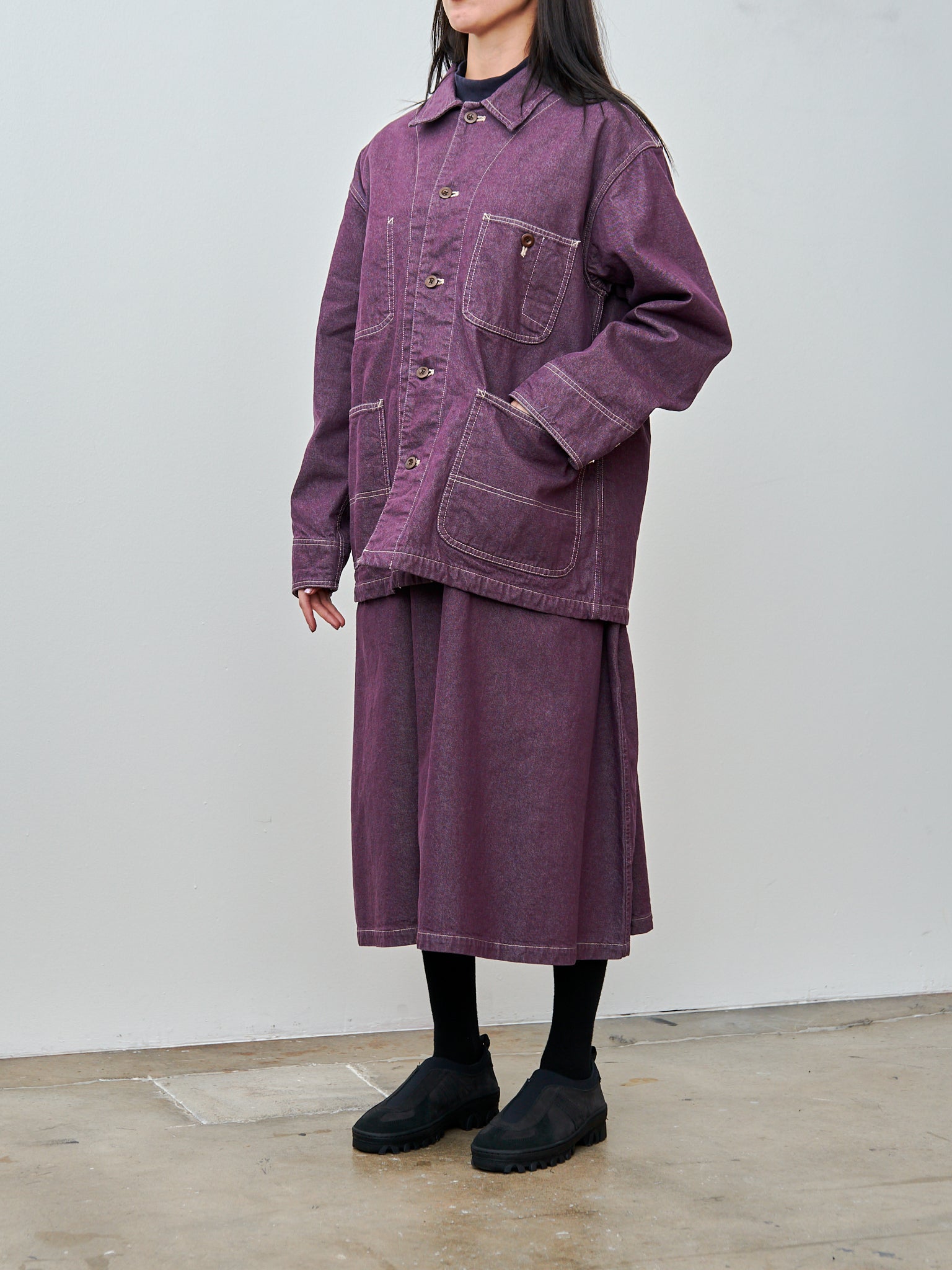 Namu Shop - ts(s) Bio Wash Color Denim Coverall Jacket - Purple