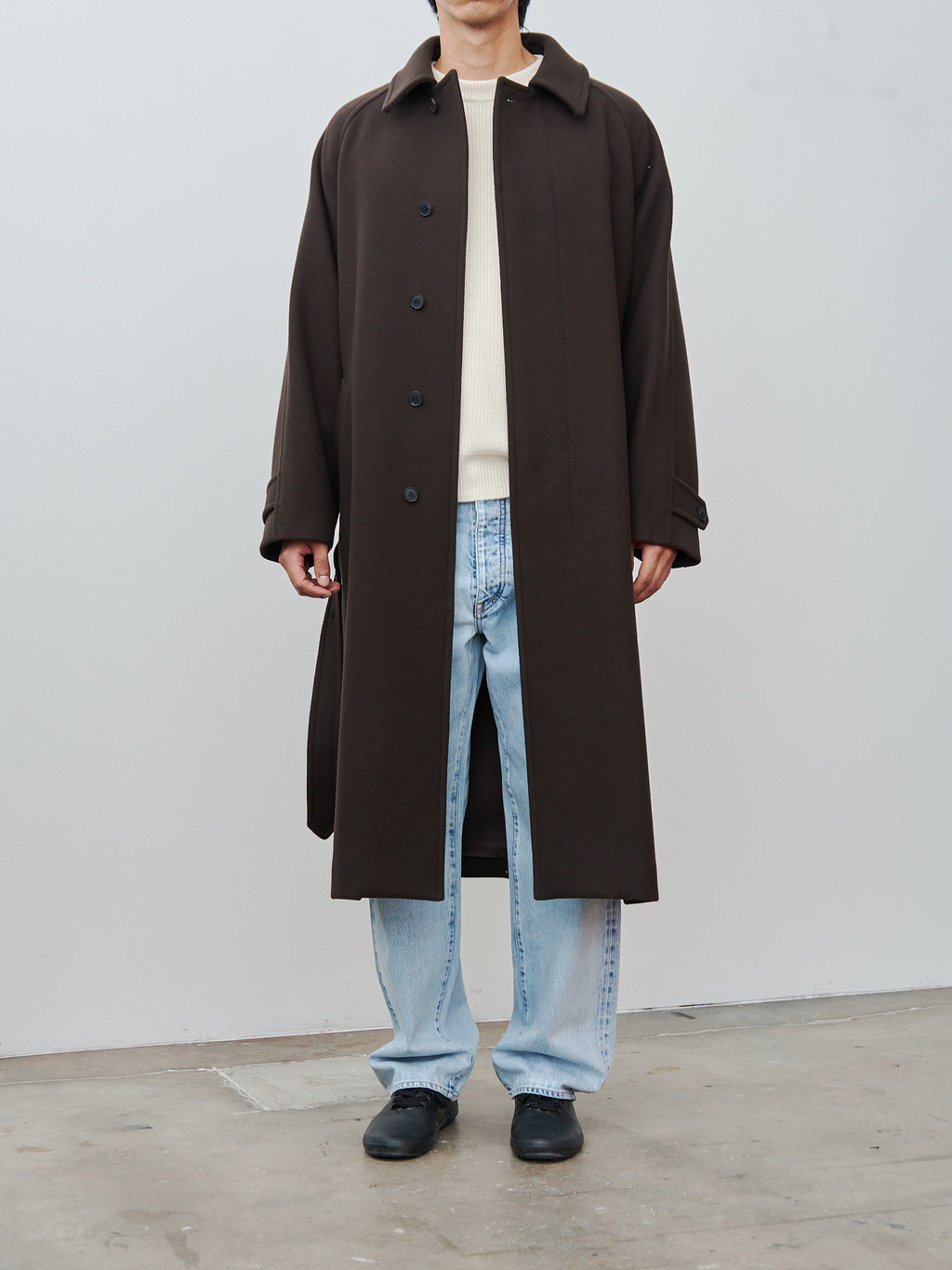 Namu Shop - Yleve Super 140's Wool Melton Coat - Brown