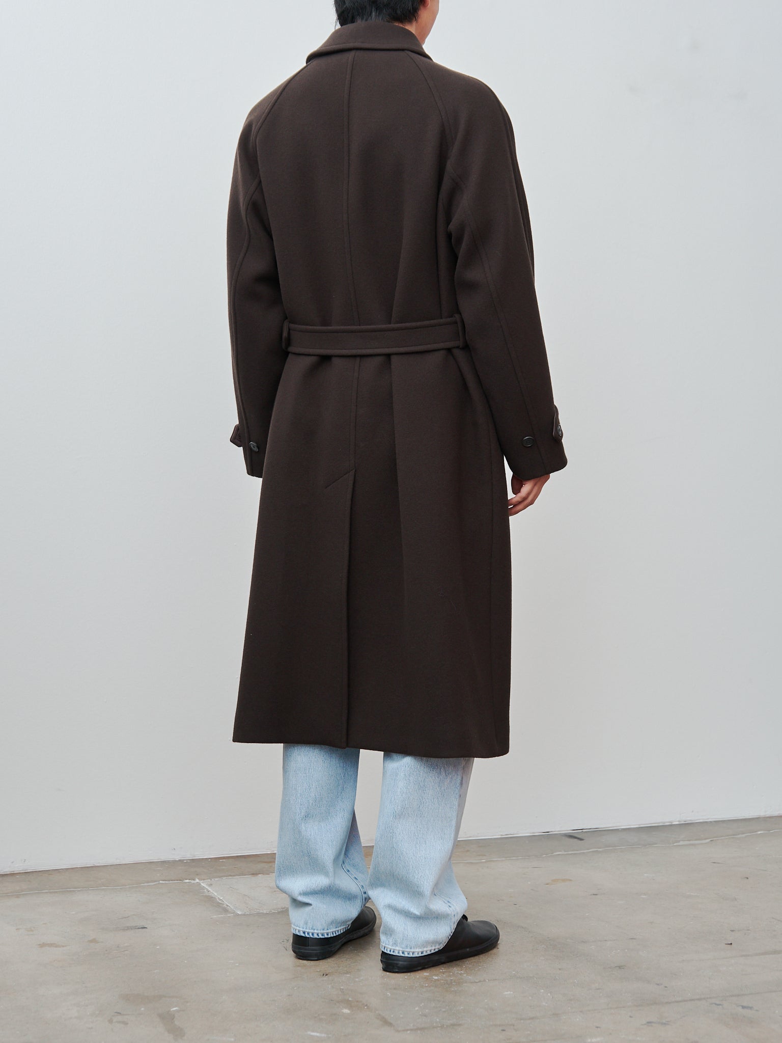 Namu Shop - Yleve Super 140's Wool Melton Coat - Brown