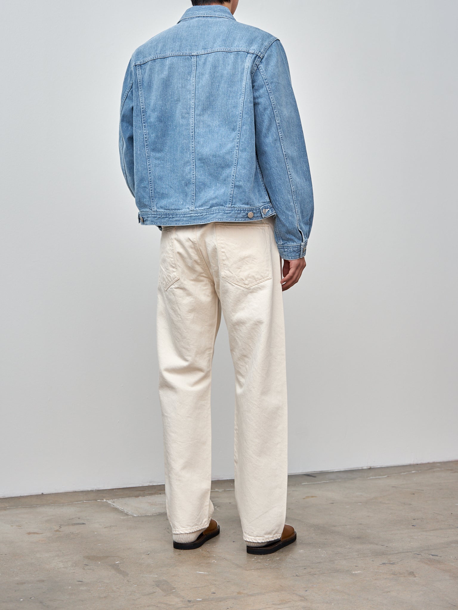 Namu Shop - Auralee Selvedge Faded Light Denim Blouson - Light Indigo