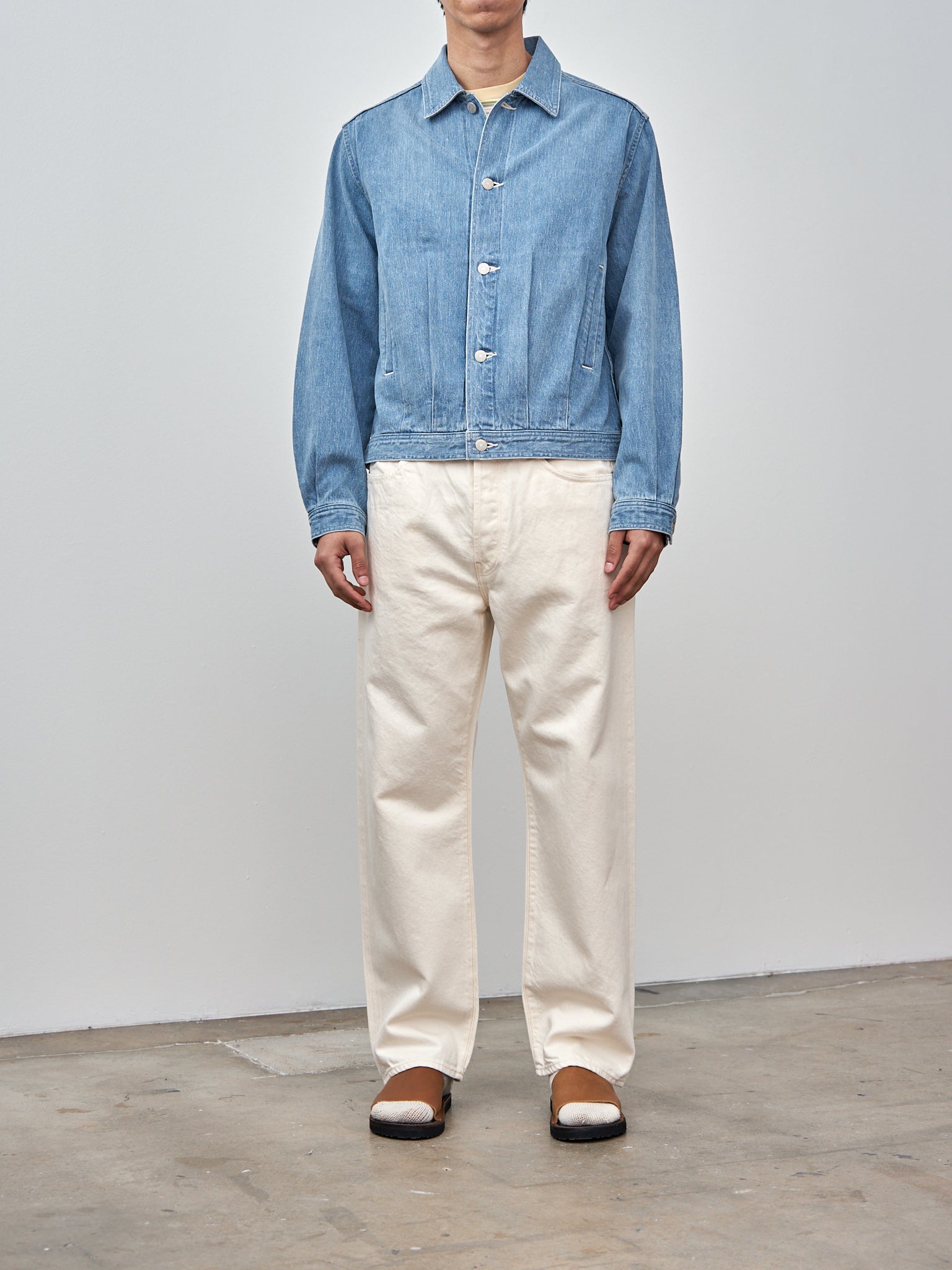 Namu Shop - Auralee Selvedge Faded Light Denim Blouson - Light Indigo