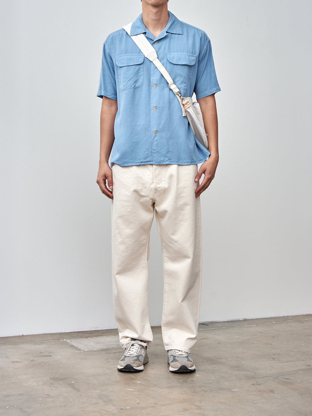 Namu Shop - ts(s) Garment Dye Round Flap Pocket S/S Shirt - Blue