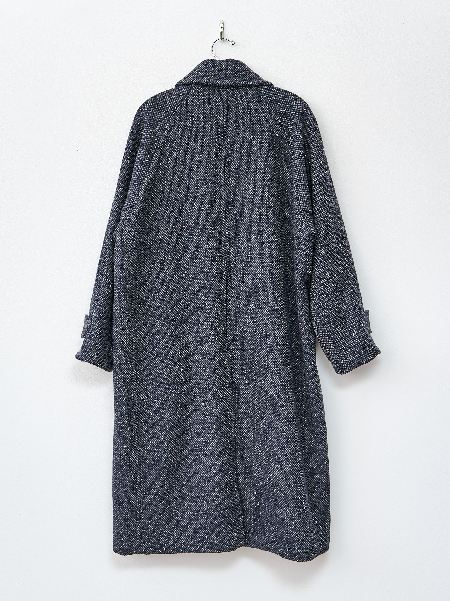 Namu Shop - Document Donegal Tweed Inverted Pleats Balmacaan Coat - Navy
