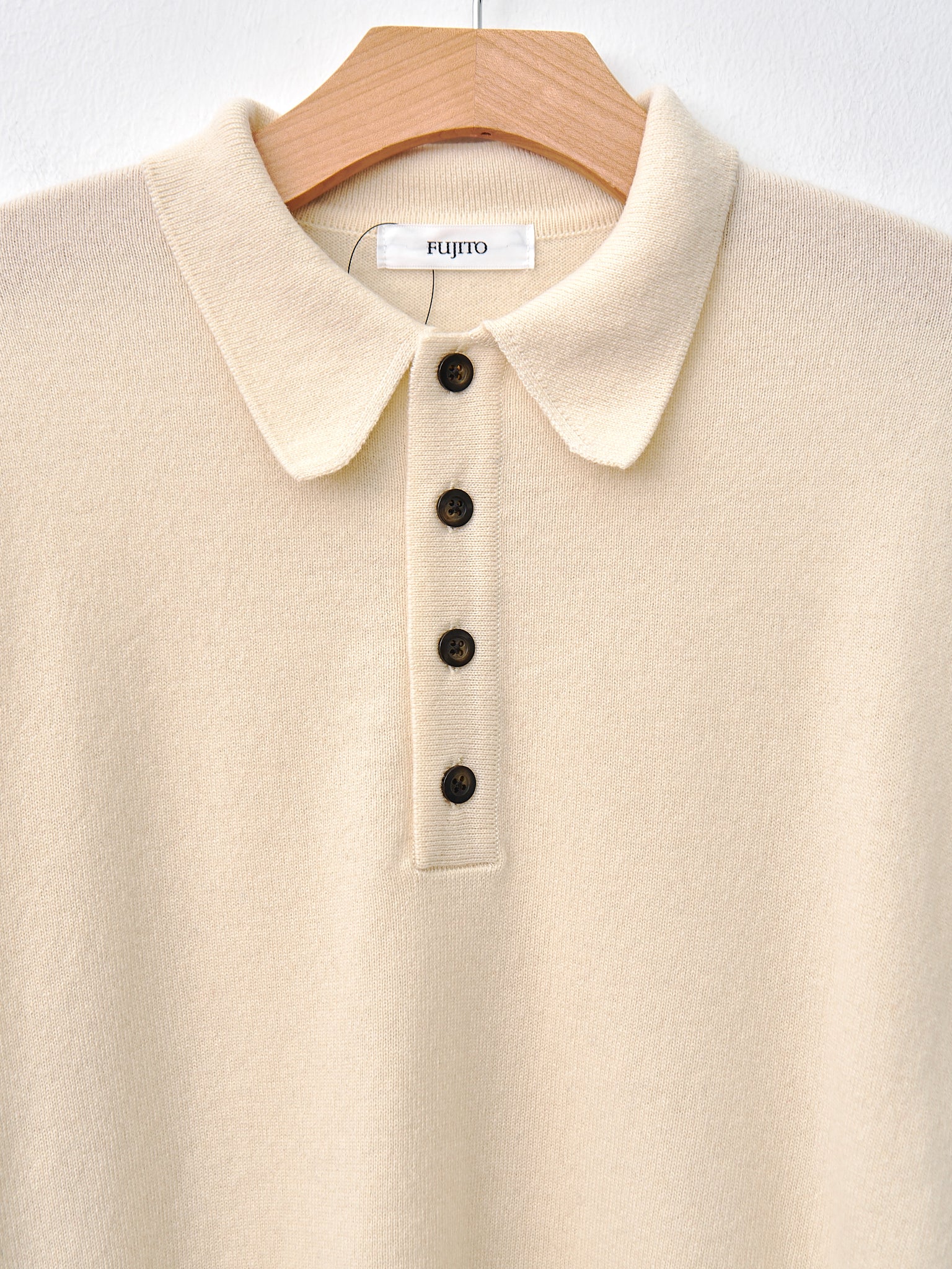 Namu Shop - Fujito Knit Polo Sweater - Natural