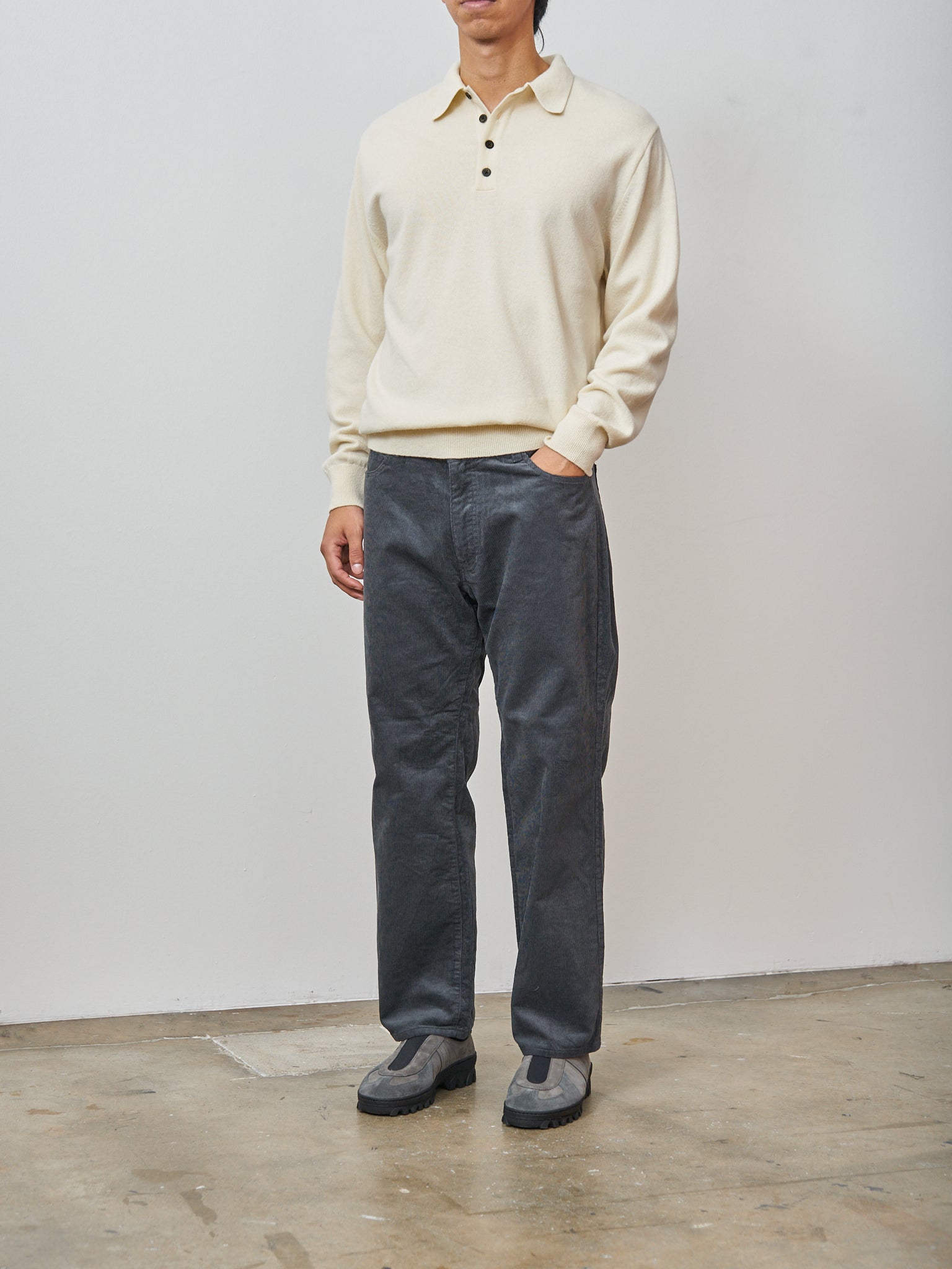 Namu Shop - Fujito Knit Polo Sweater - Natural