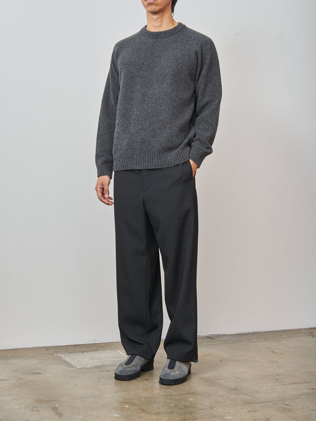 Namu Shop - Aton Lambswool Crewneck Sweater - Charcoal Gray