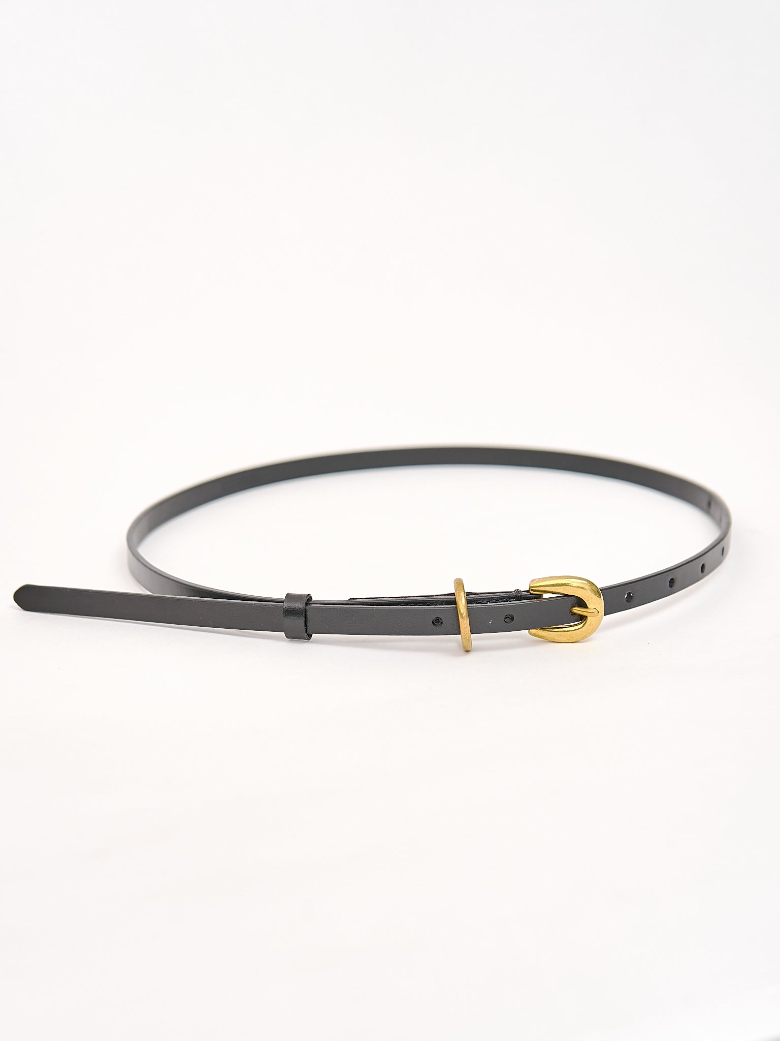 小物 Auralee LEATHER BELT BLACK M Auralee Leather Narrow Belt in Black Curated at Jake and Jones