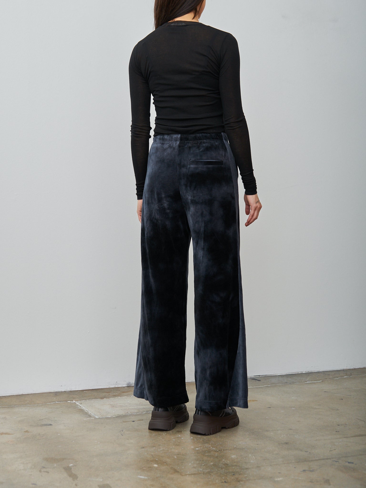 Namu Shop - Unfil Tie-Dyed Cotton Velour Pants - Black x Gray