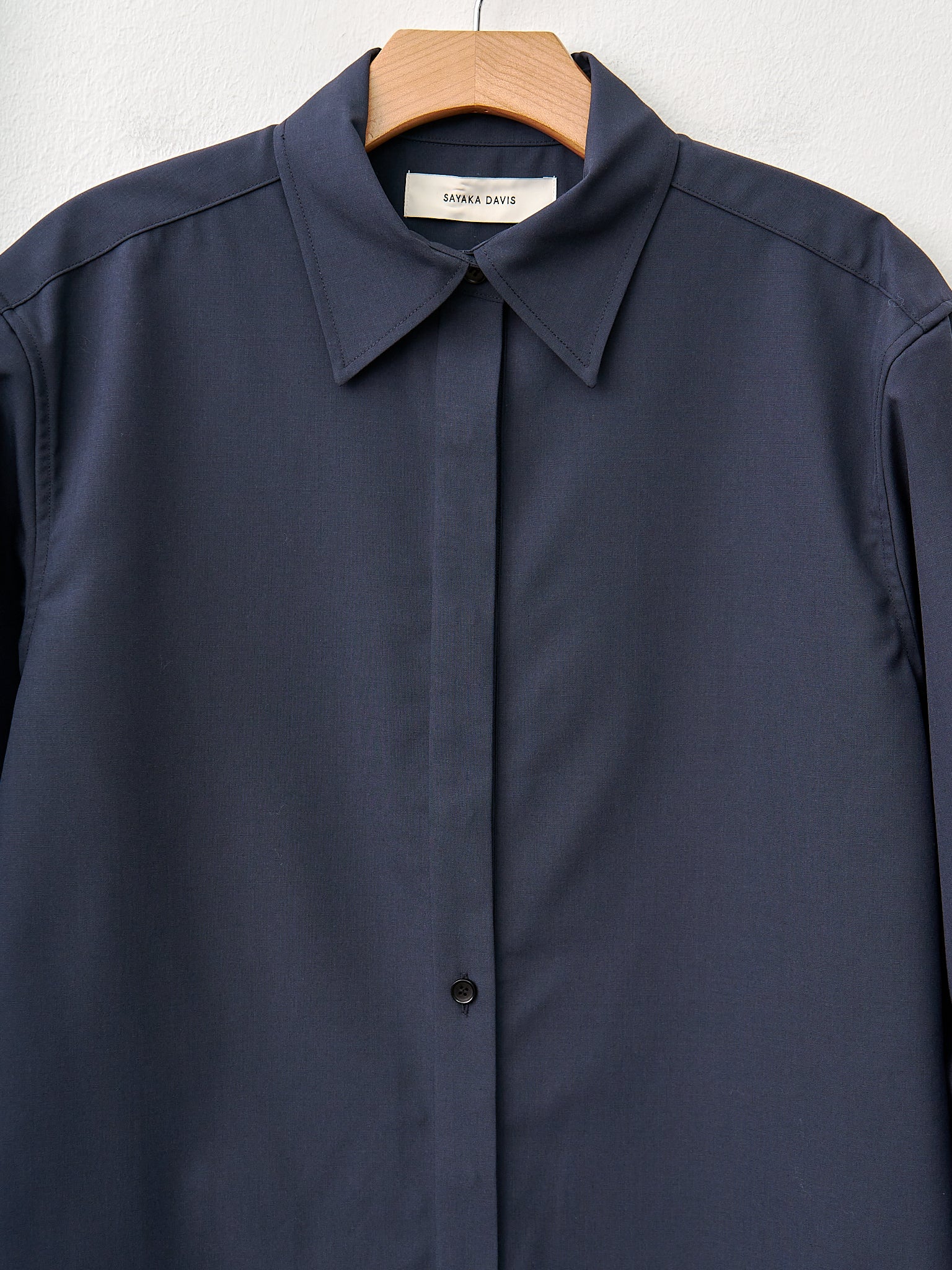 Namu Shop - Sayaka Davis Slim Wool Shirt - Navy