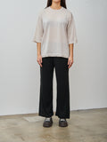 Namu Shop - Unfil Stretch Raw Silk Ribbed Jersey Wide Leg Pants - Black