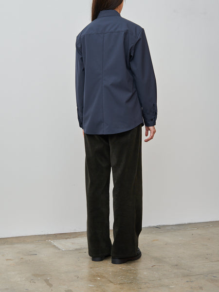 Slim Wool Shirt - Navy