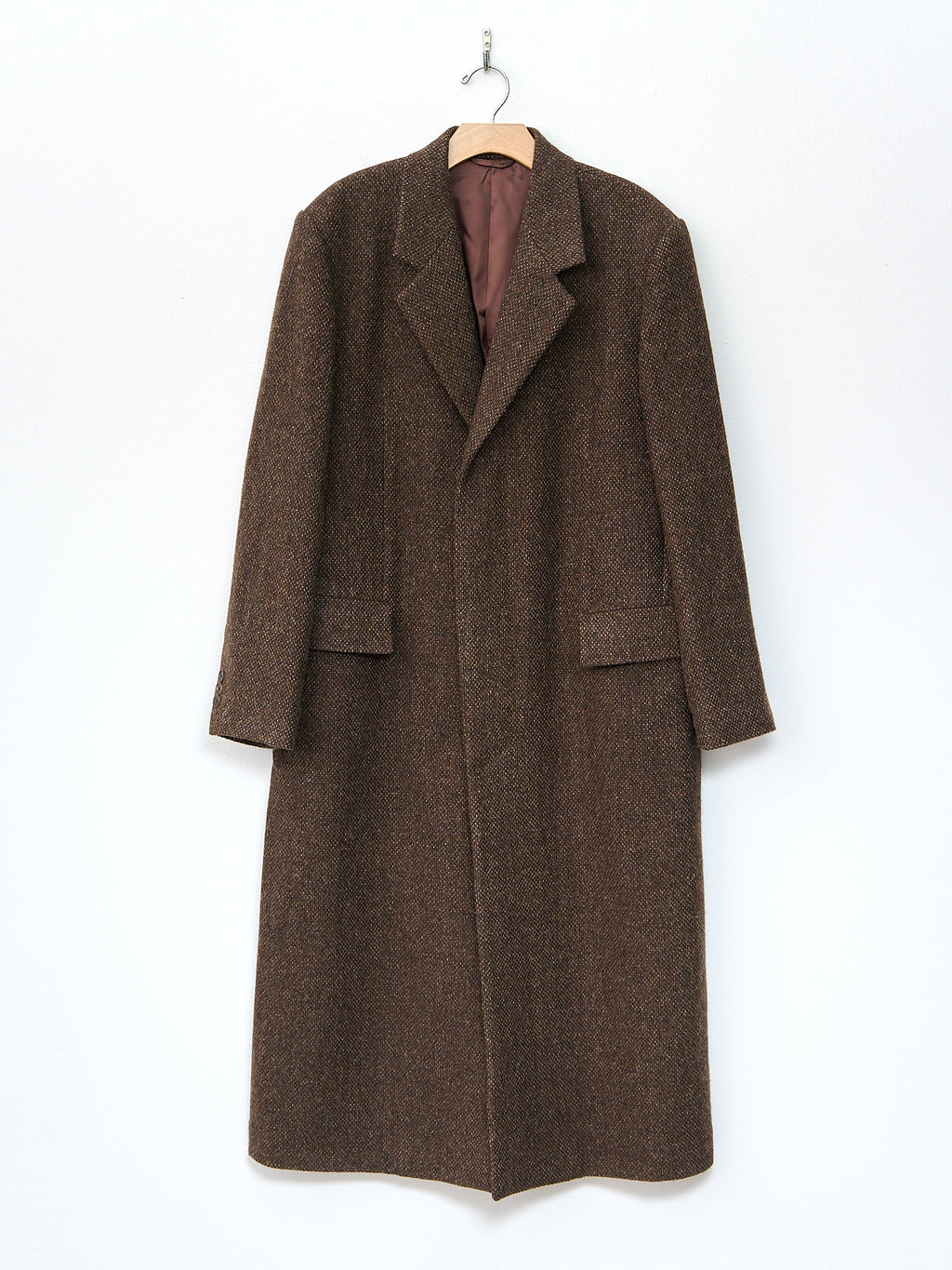 Namu Shop - Auralee Lama Shetland Wool Tweed Chesterfield Coat - Brown Tweed