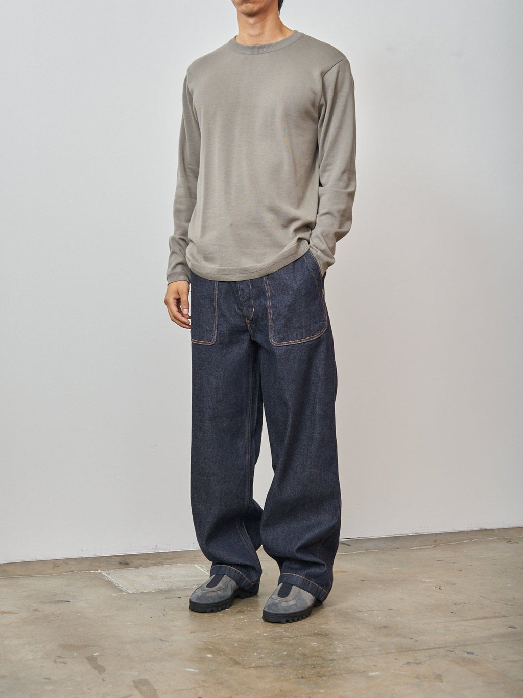 Namu Shop - Document One Wash Denim Layer Trousers - Indigo