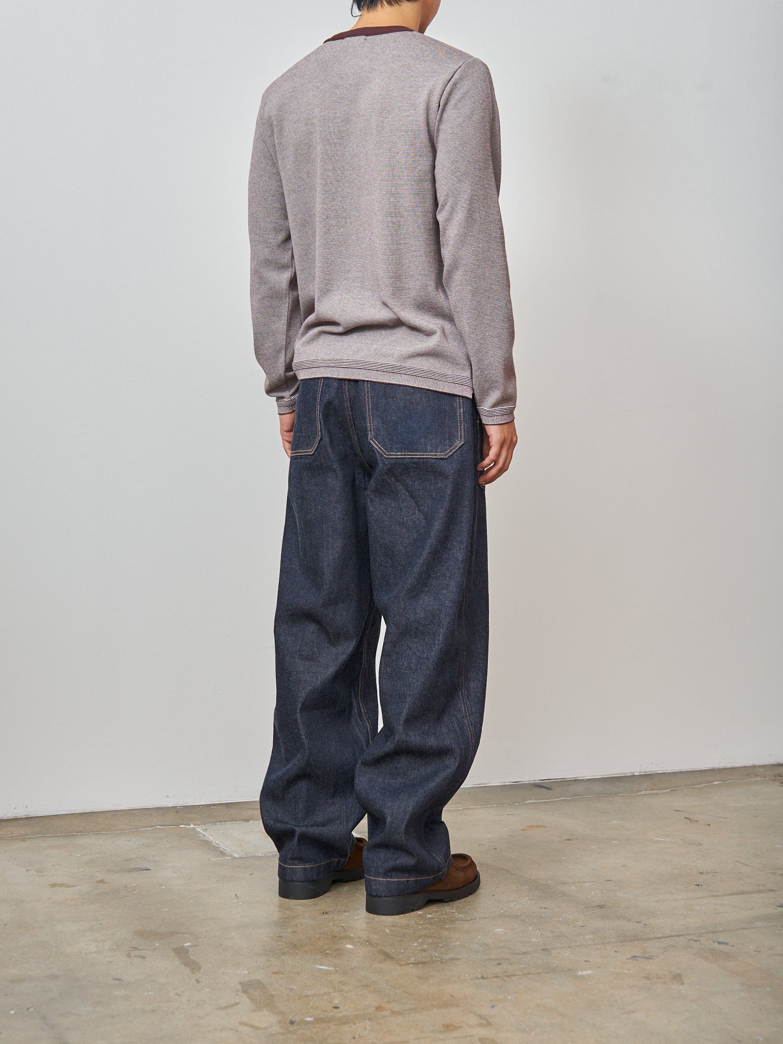 Namu Shop - Fujito L/S Knit T-Shirt - Wine Border