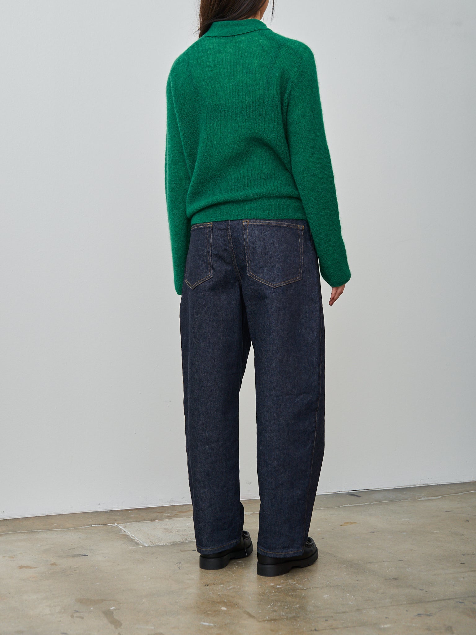Namu Shop - Aton Super Kid Mohair Polo Cardigan - Green