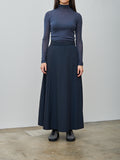 Namu Shop - Aton Hand Dyed Nylon Flared Skirt - Navy