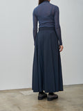 Namu Shop - Aton Hand Dyed Nylon Flared Skirt - Navy