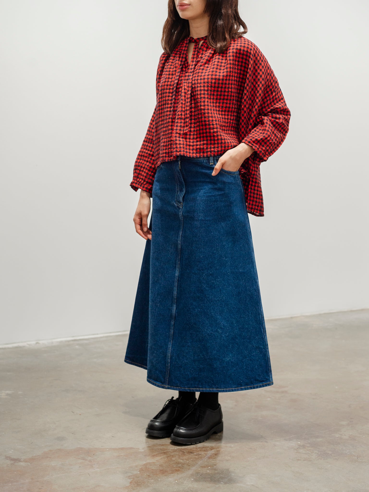 Namu Shop - Studio Nicholson Baringo A-Line Denim Skirt - Indigo