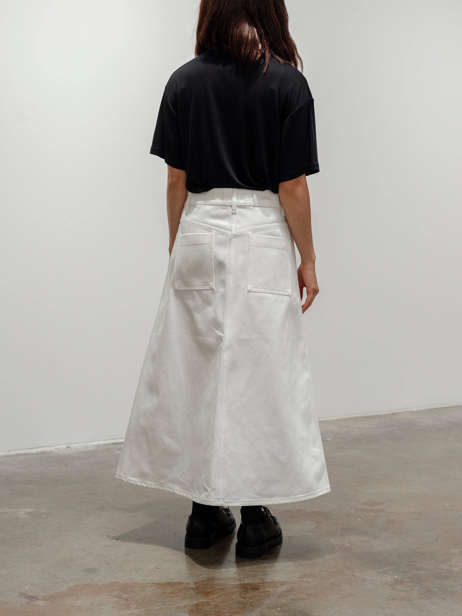Namu Shop - Studio Nicholson Baringo A-Line Denim Skirt - White