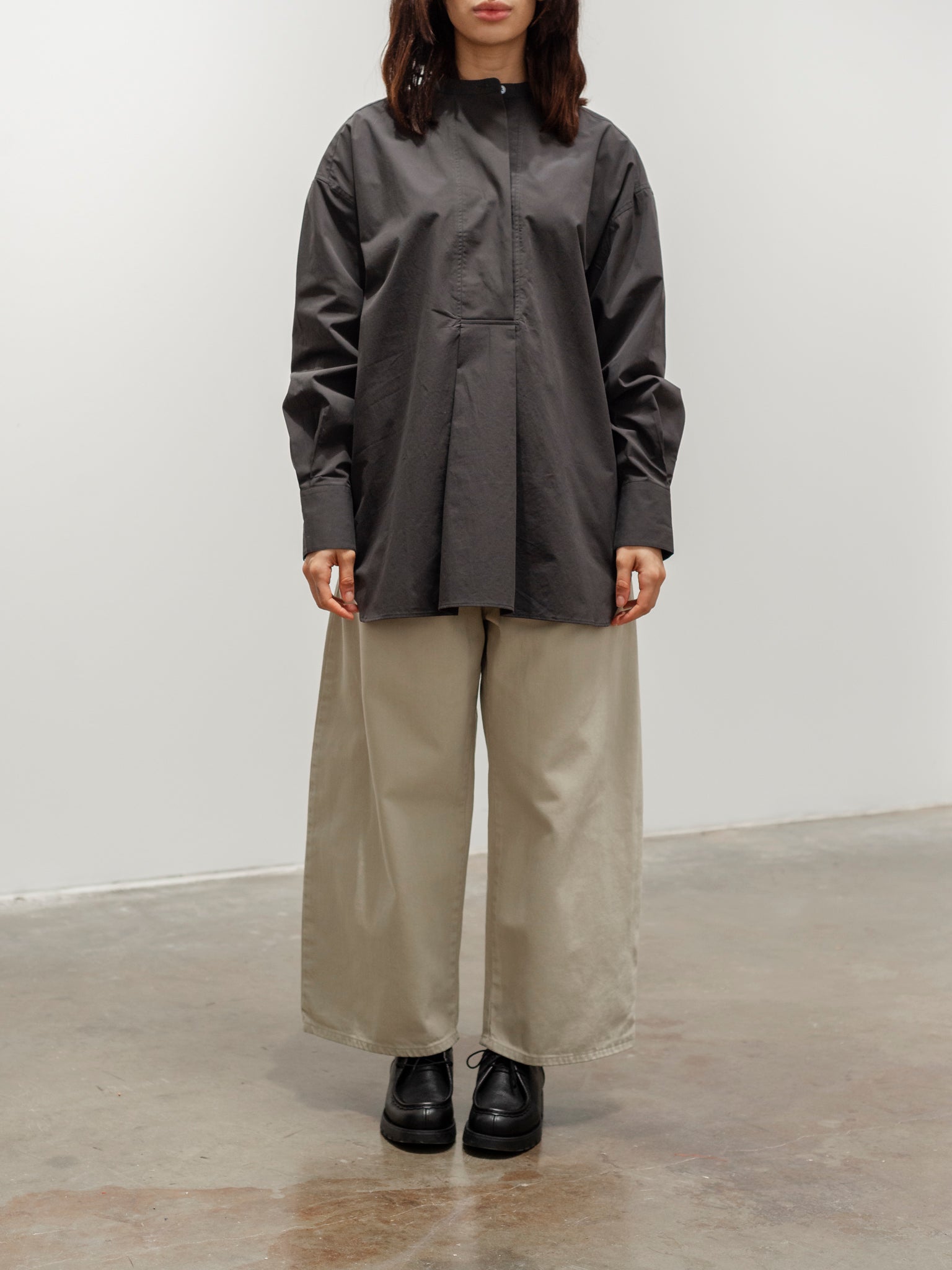 Namu Shop - Studio Nicholson Frink Half Placket Shirt - Asphalt