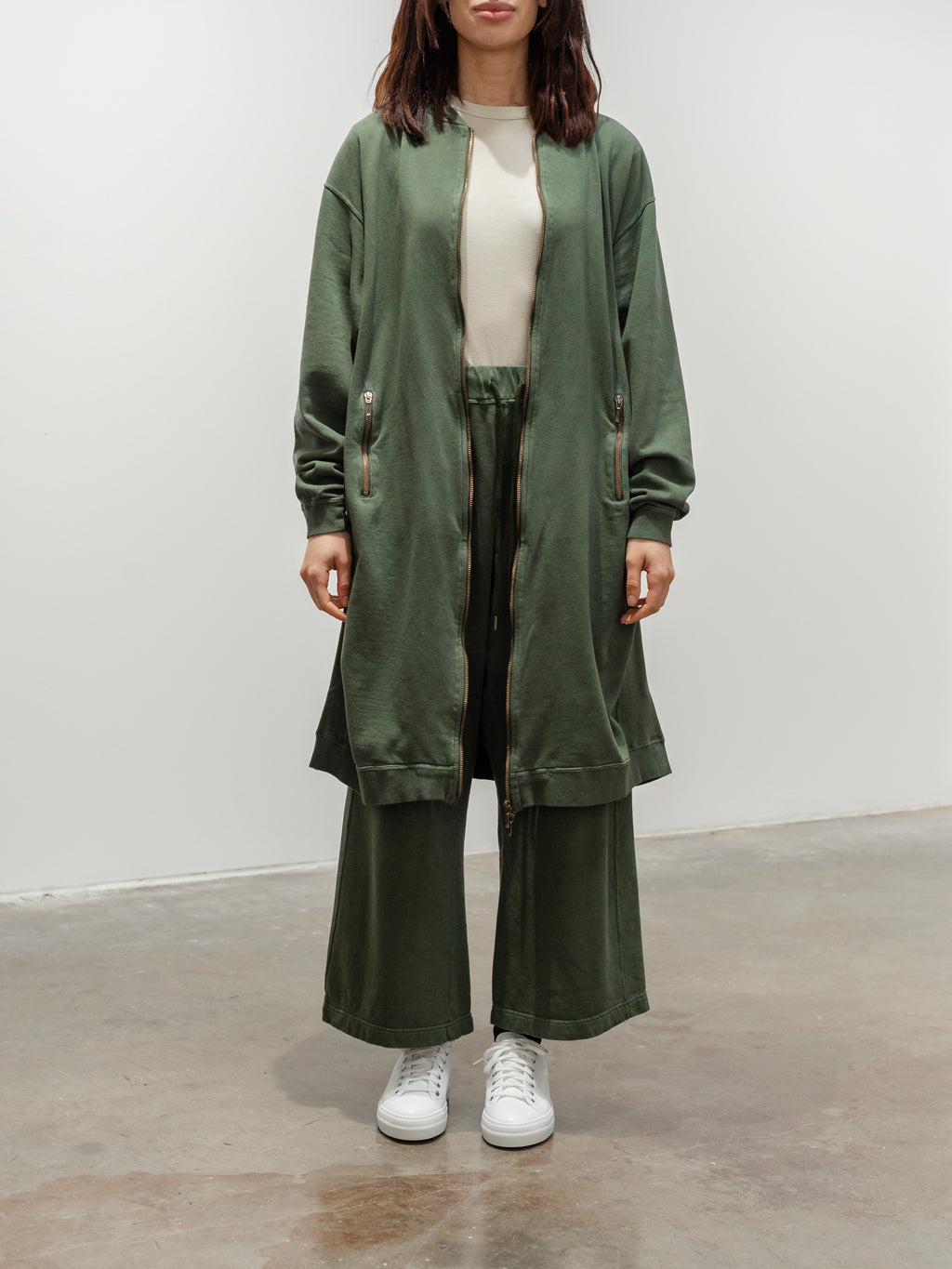 Namu Shop - Ichi Antiquites Pigment French Terry Long Zip Blouson - Green