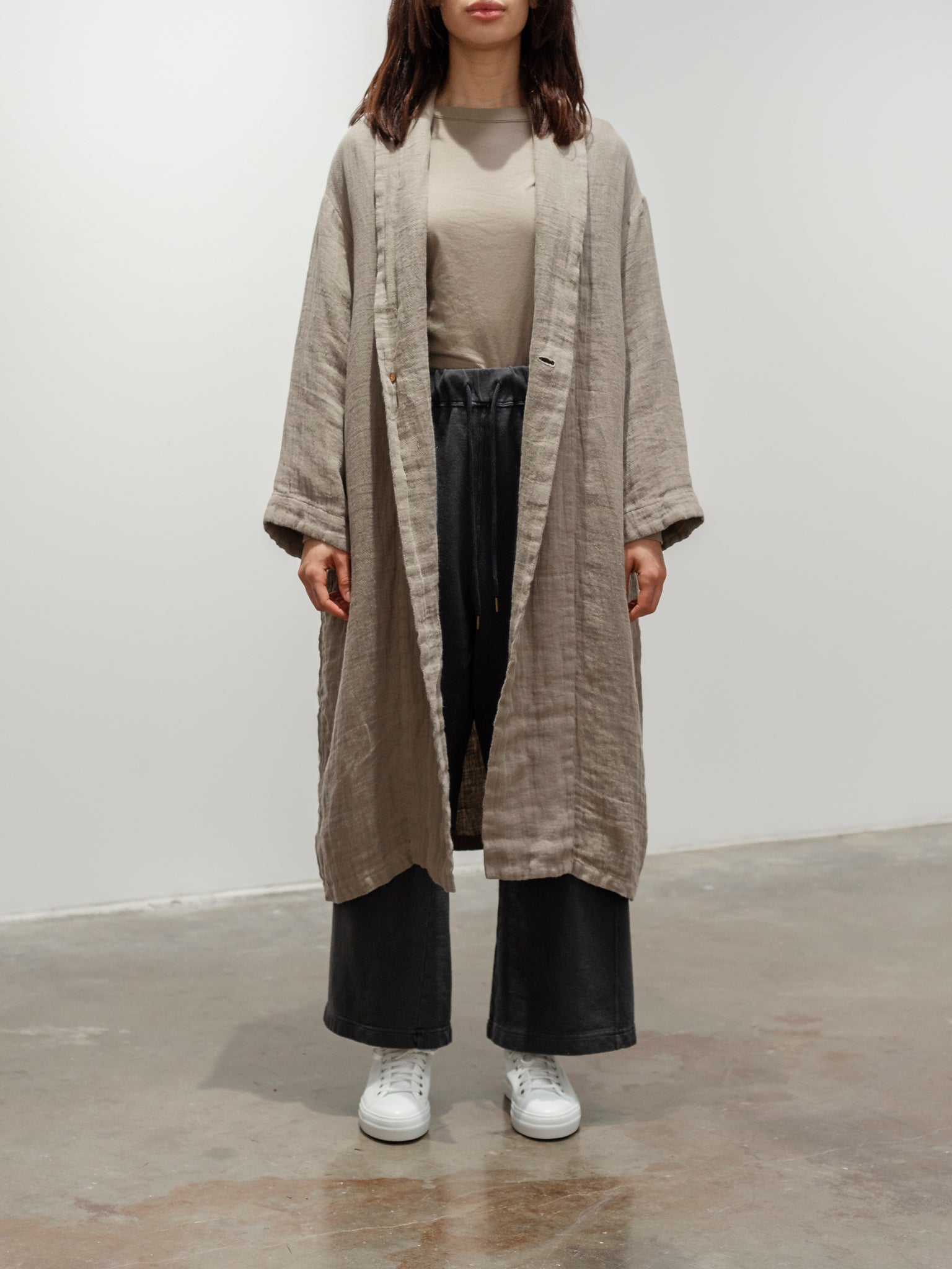 Namu Shop - Ichi Antiquites Linen Dobby AZUMADAKI Robe - Mocha Beige