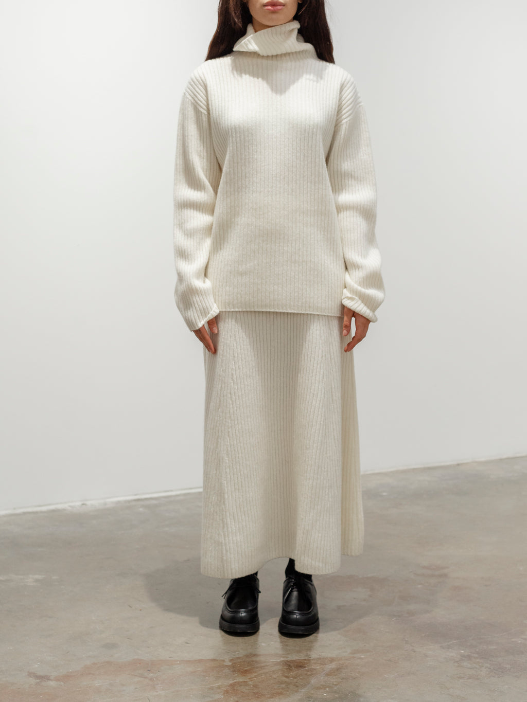 Namu Shop - Ichi Antiquites Ribbed Knit Turtleneck Pullover - White