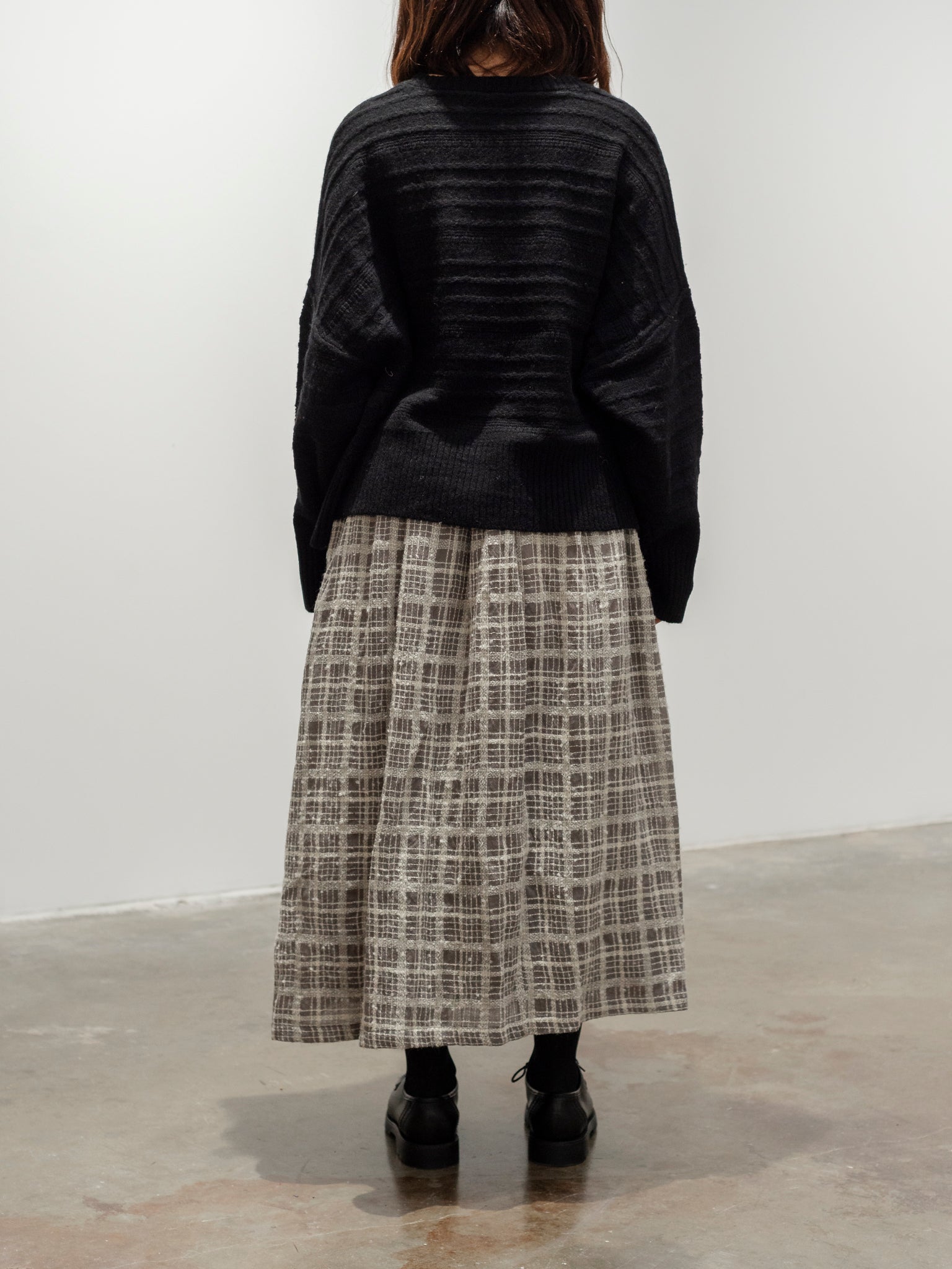 Namu Shop - Ichi Antiquites Wool Check Skirt - Mocha