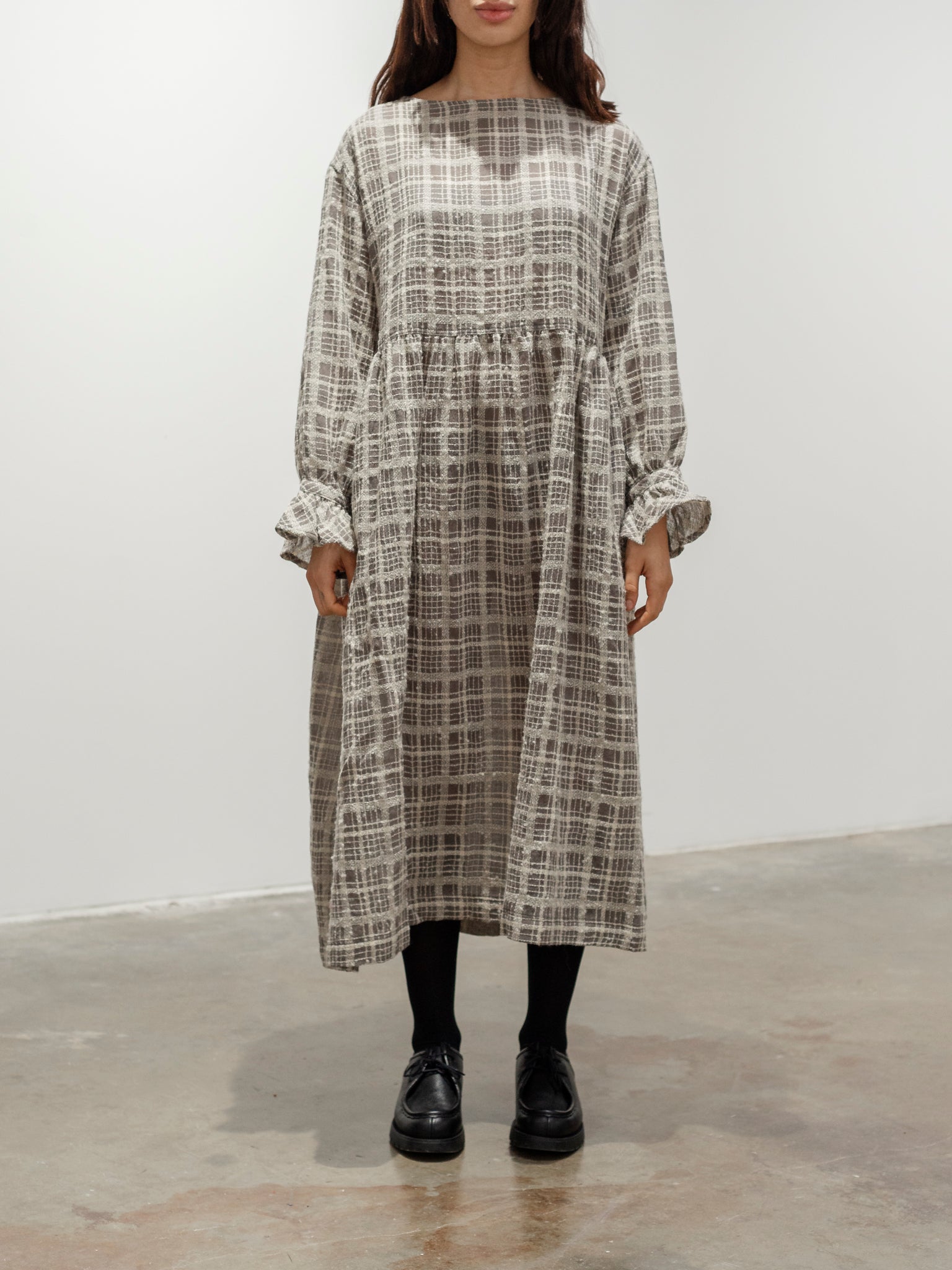 Namu Shop - Ichi Antiquites Wool Check Dress - Mocha