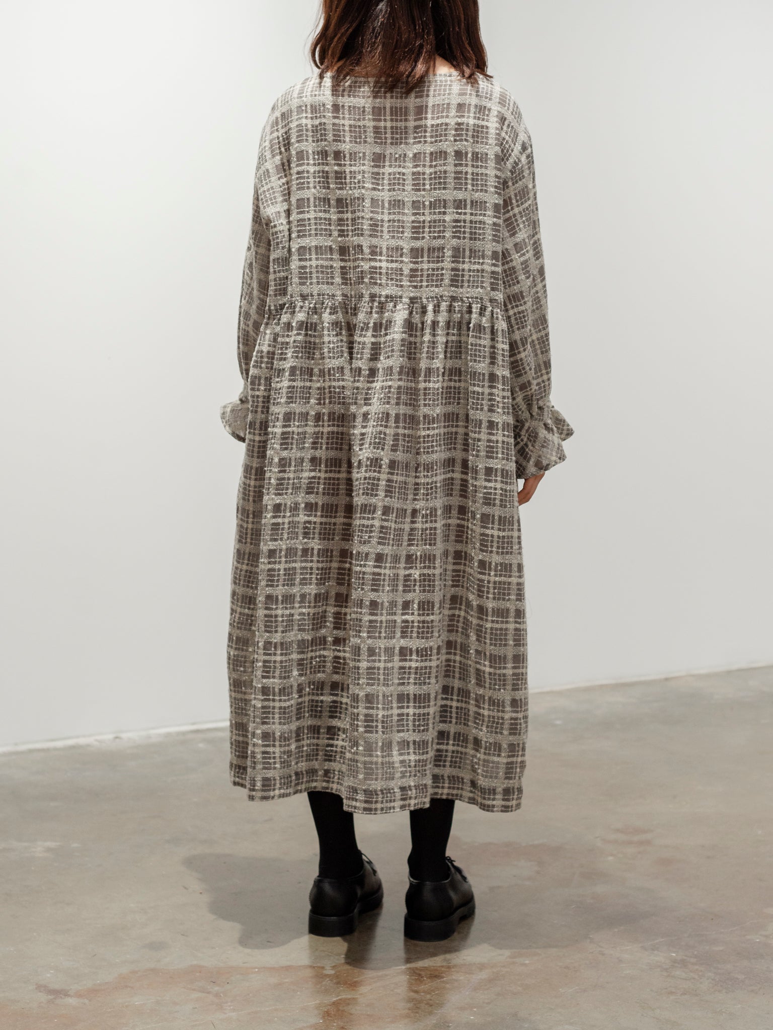 Namu Shop - Ichi Antiquites Wool Check Dress - Mocha