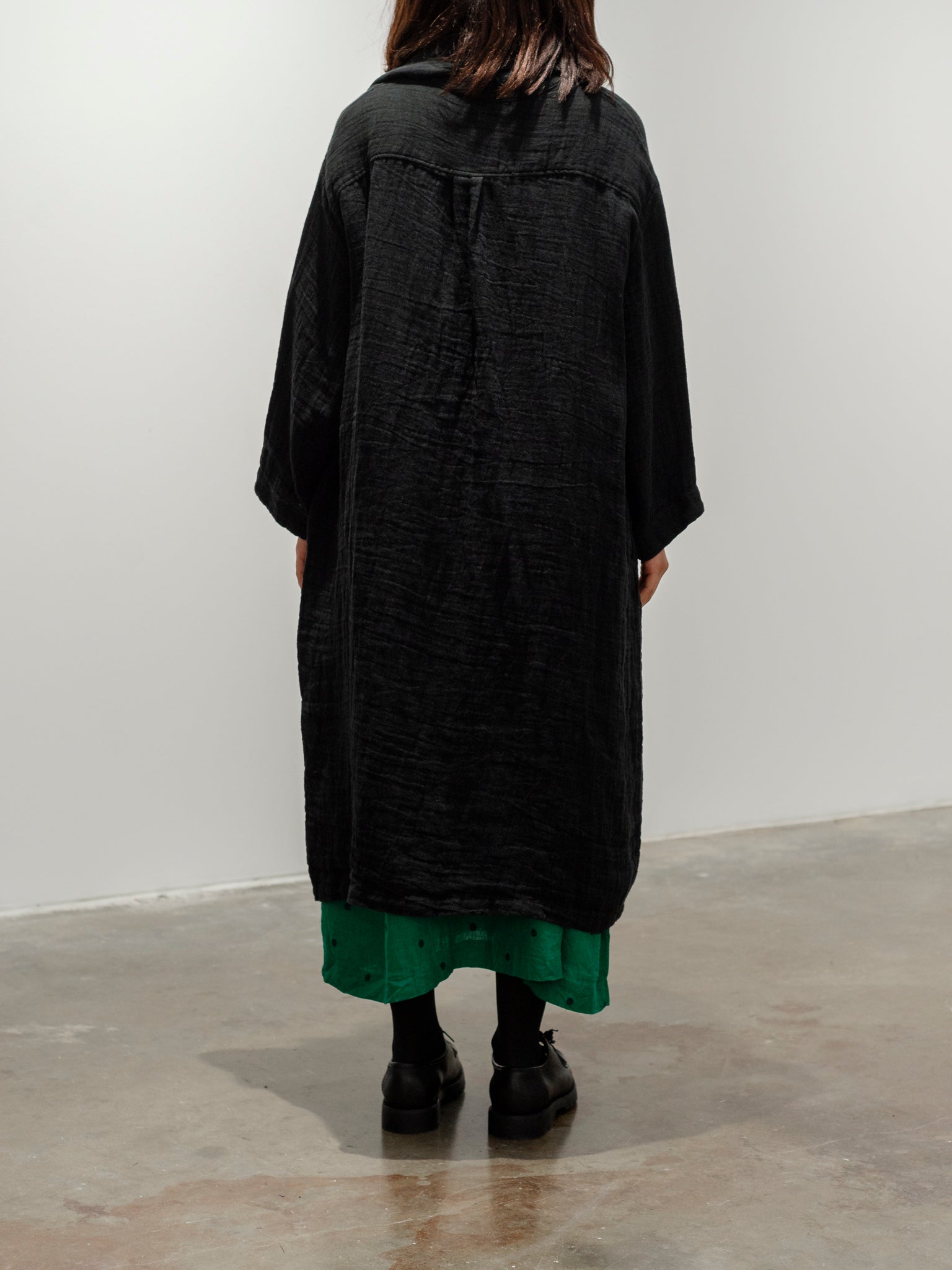 Namu Shop - Ichi Antiquites Linen Dobby AZUMADAKI Robe - Black