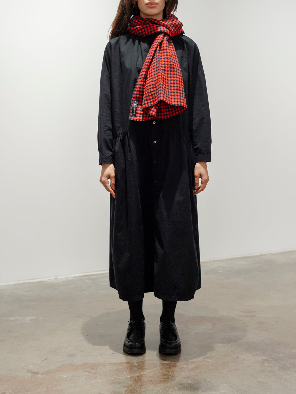Namu Shop - Veritecoeur L/W Check Stole - Red Navy