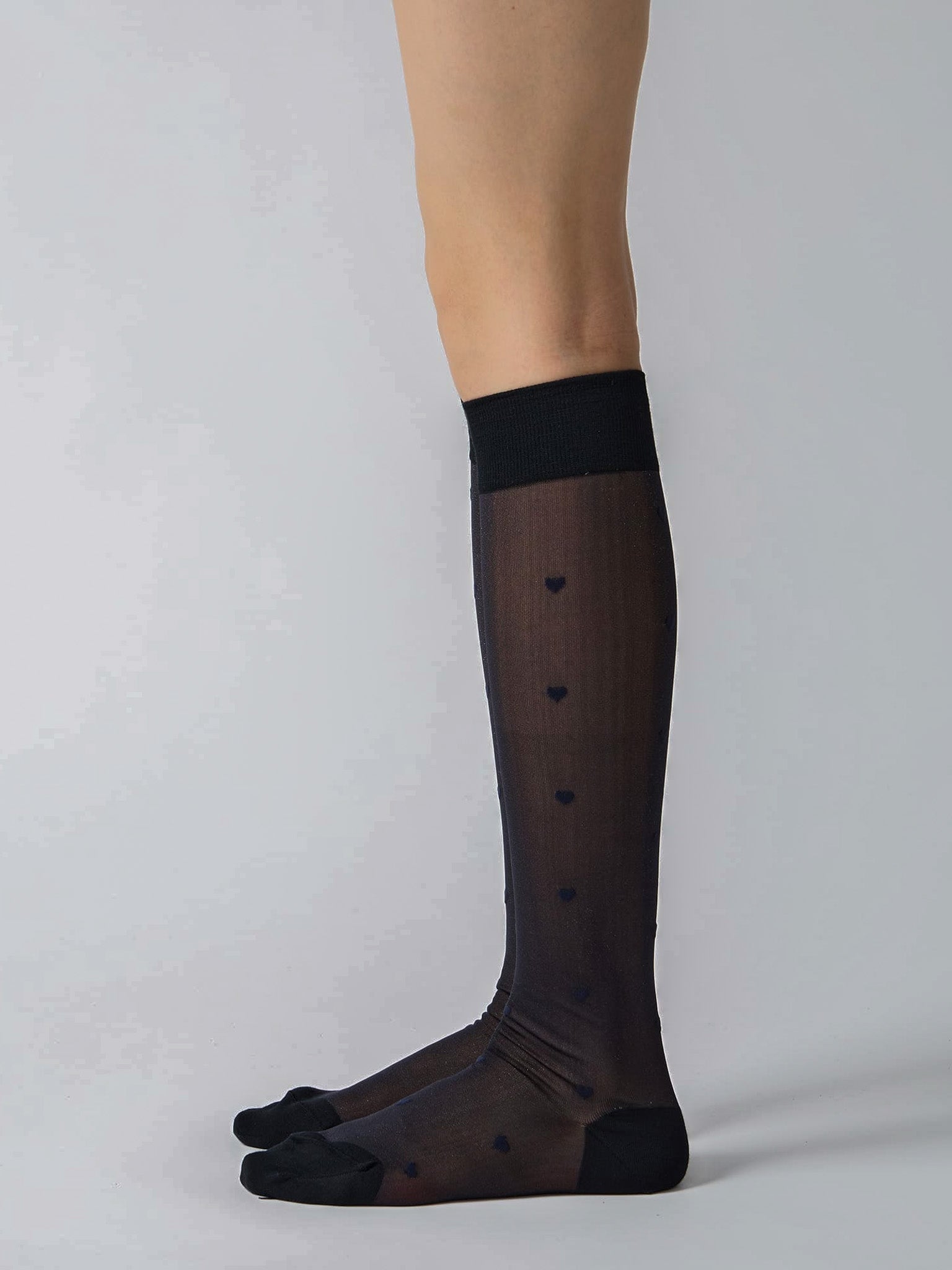 Namu Shop - Babaco Heart Dot Sheer Knee High Socks