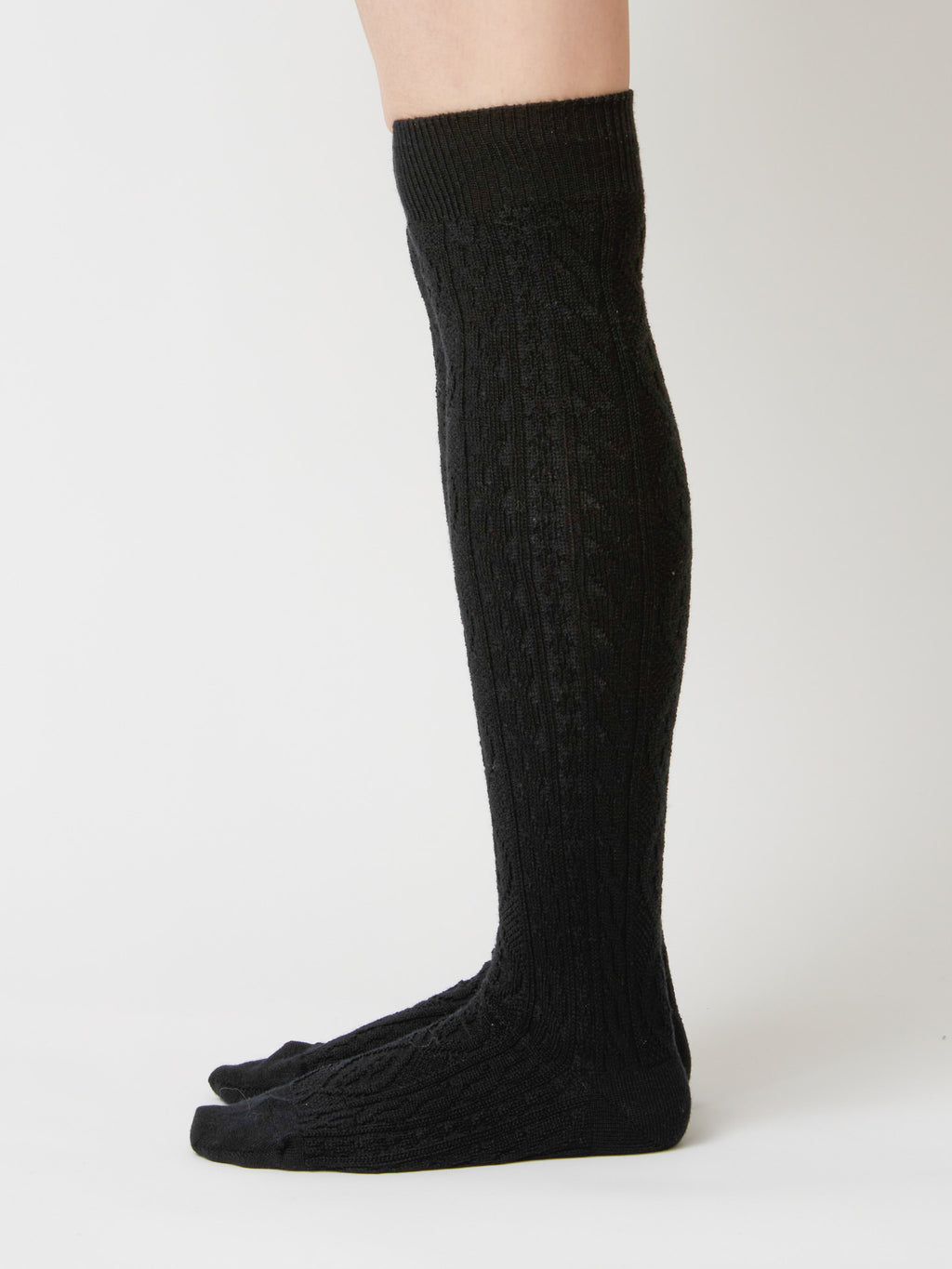 Namu Shop - Babaco Cable Knee High Socks - Ivory, Black